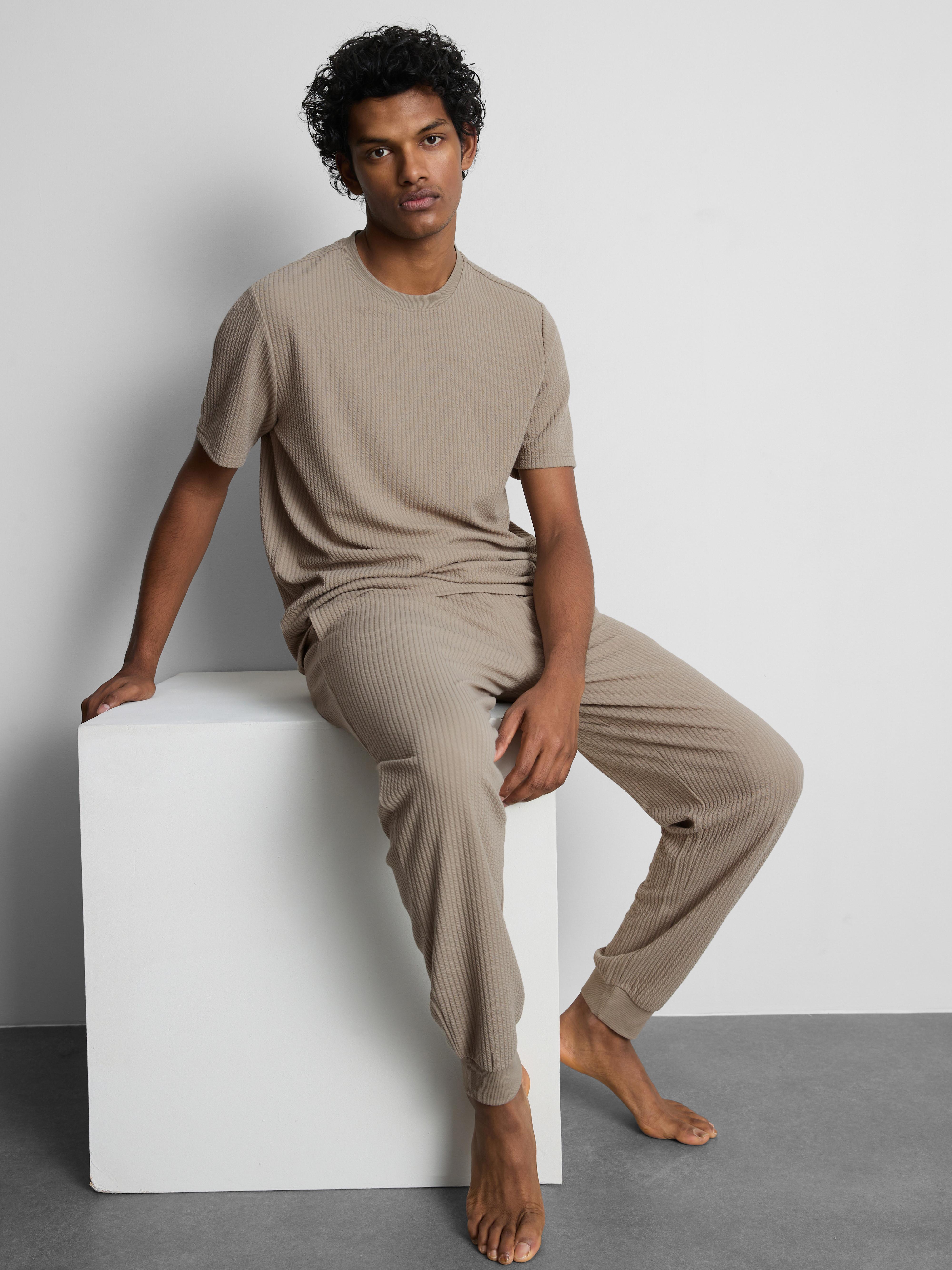 Textured Short-Sleeve Pajama Top