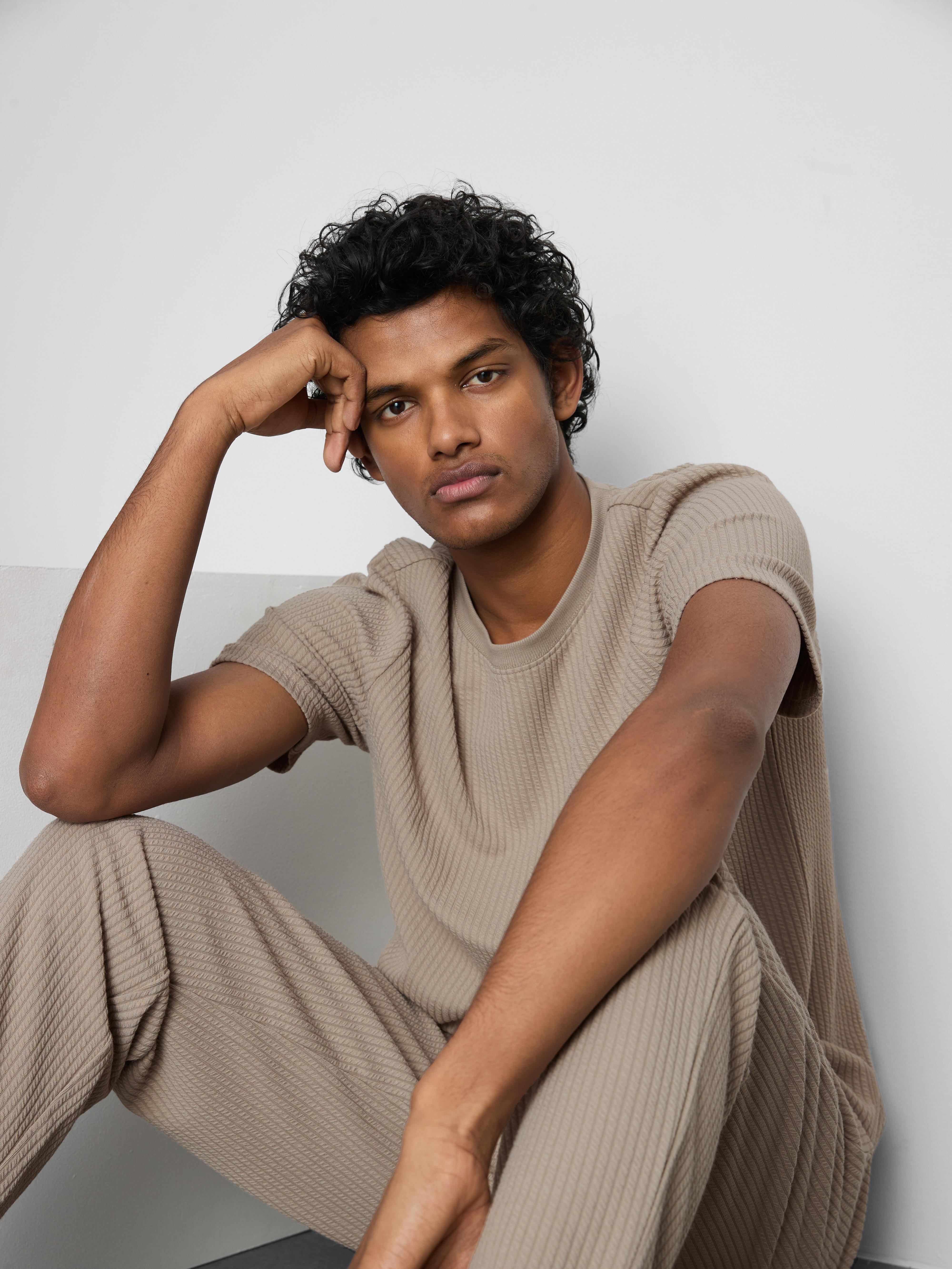 Textured Short-Sleeve Pajama Top