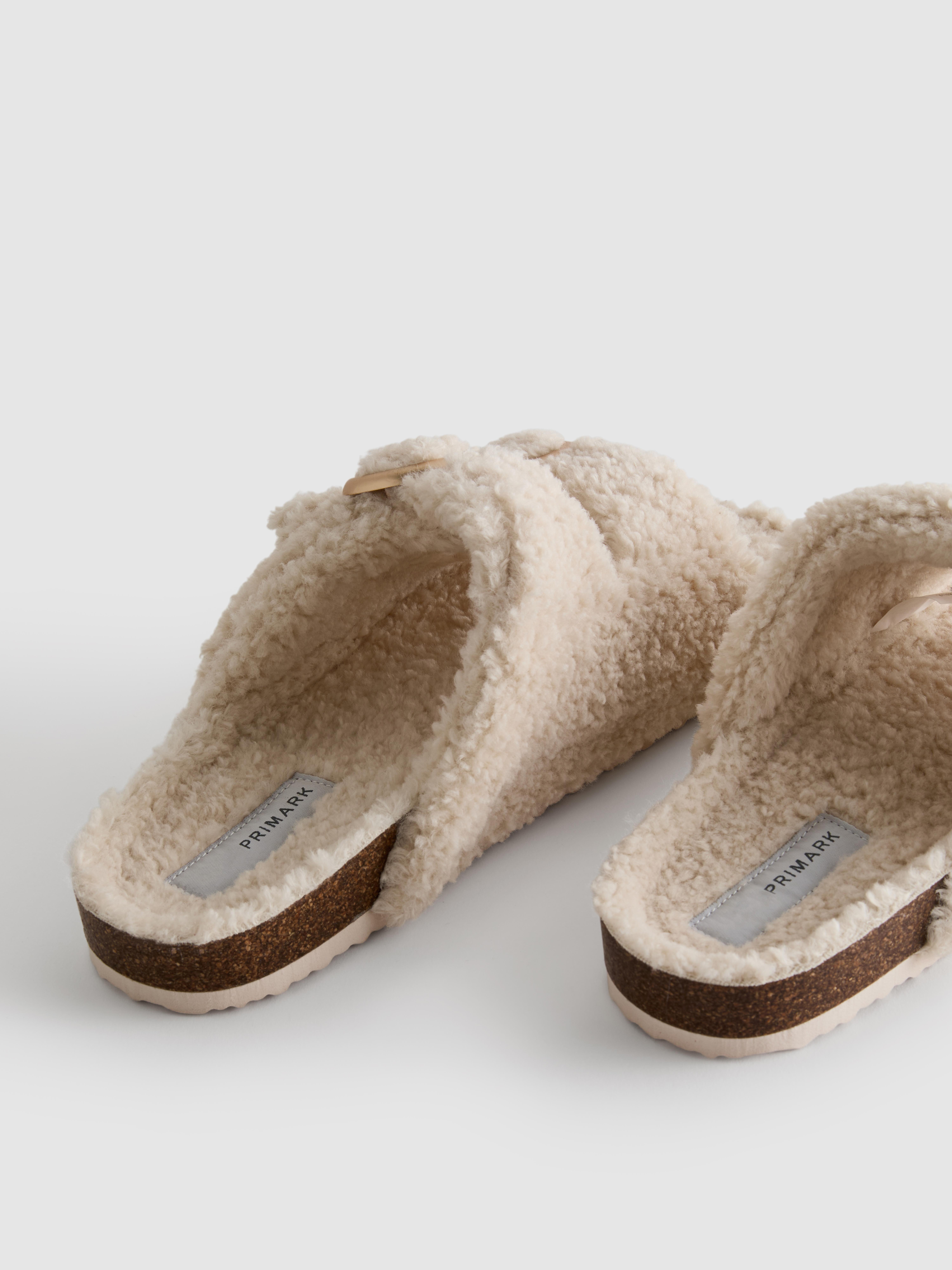 Borg-Lined Double-Strap Footbed Slippers