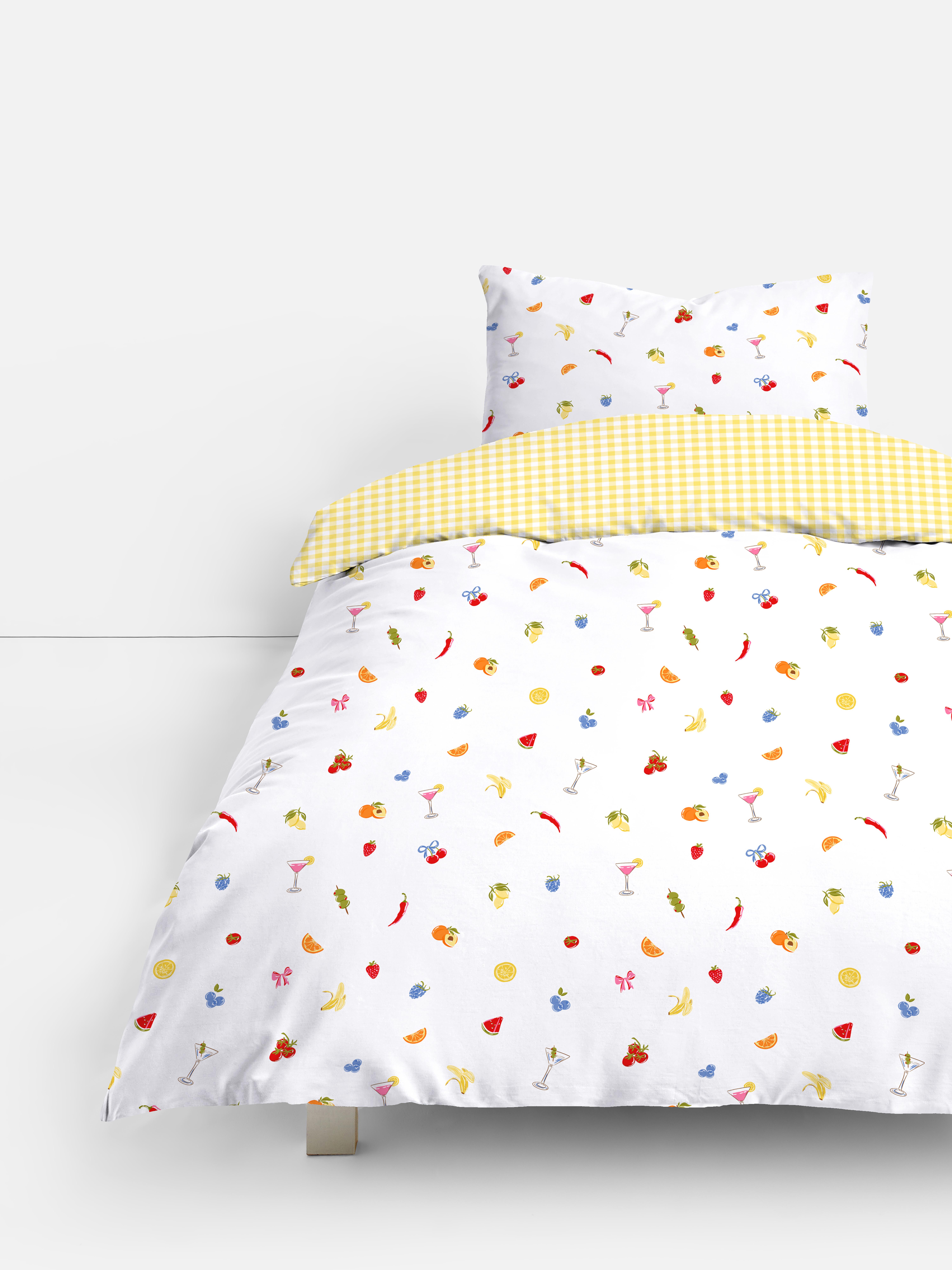 Food And Gingham Single Duvet cover Set