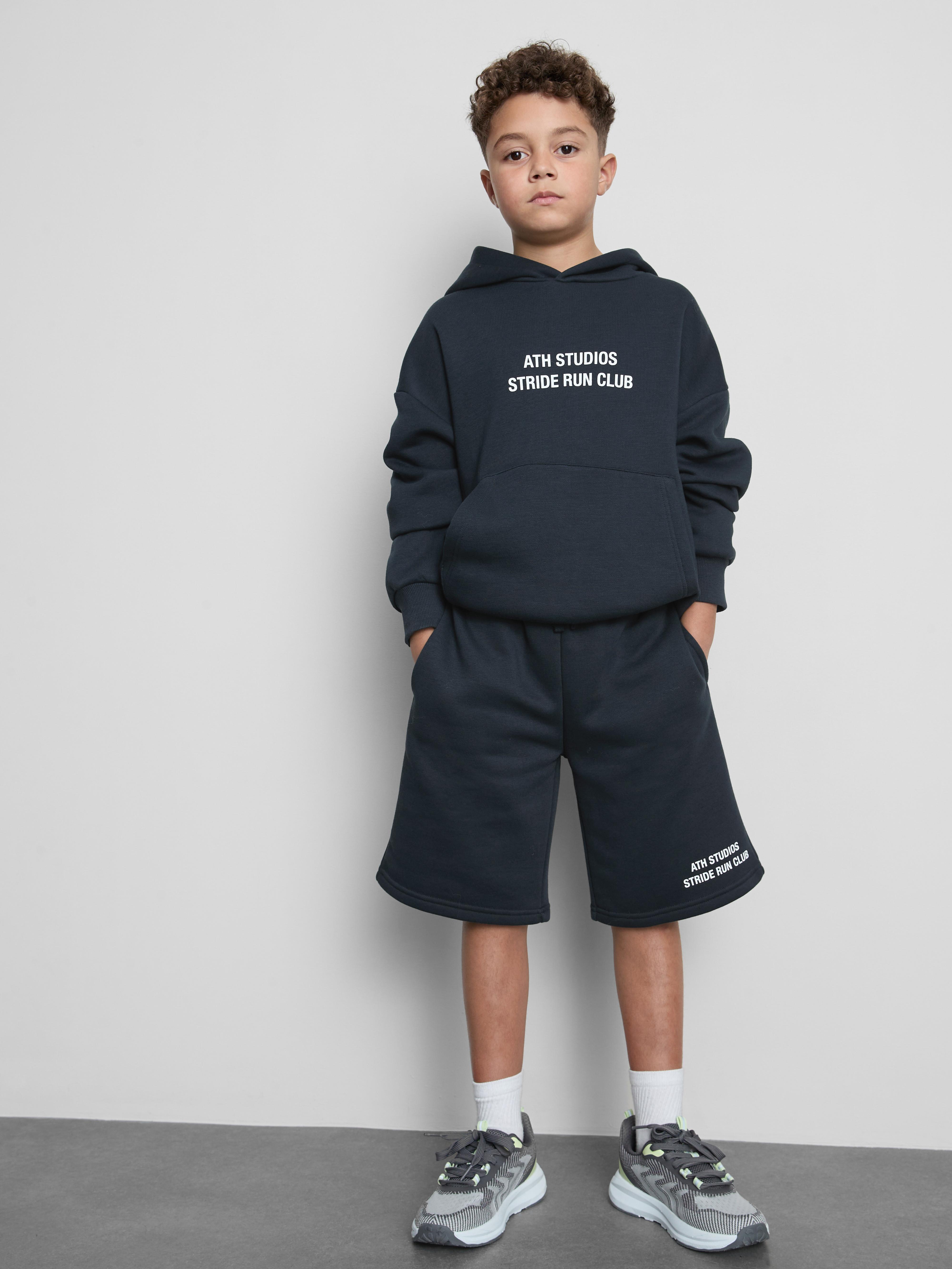 Boys Black 7-15yrs | Running Club Graphic Active Shorts