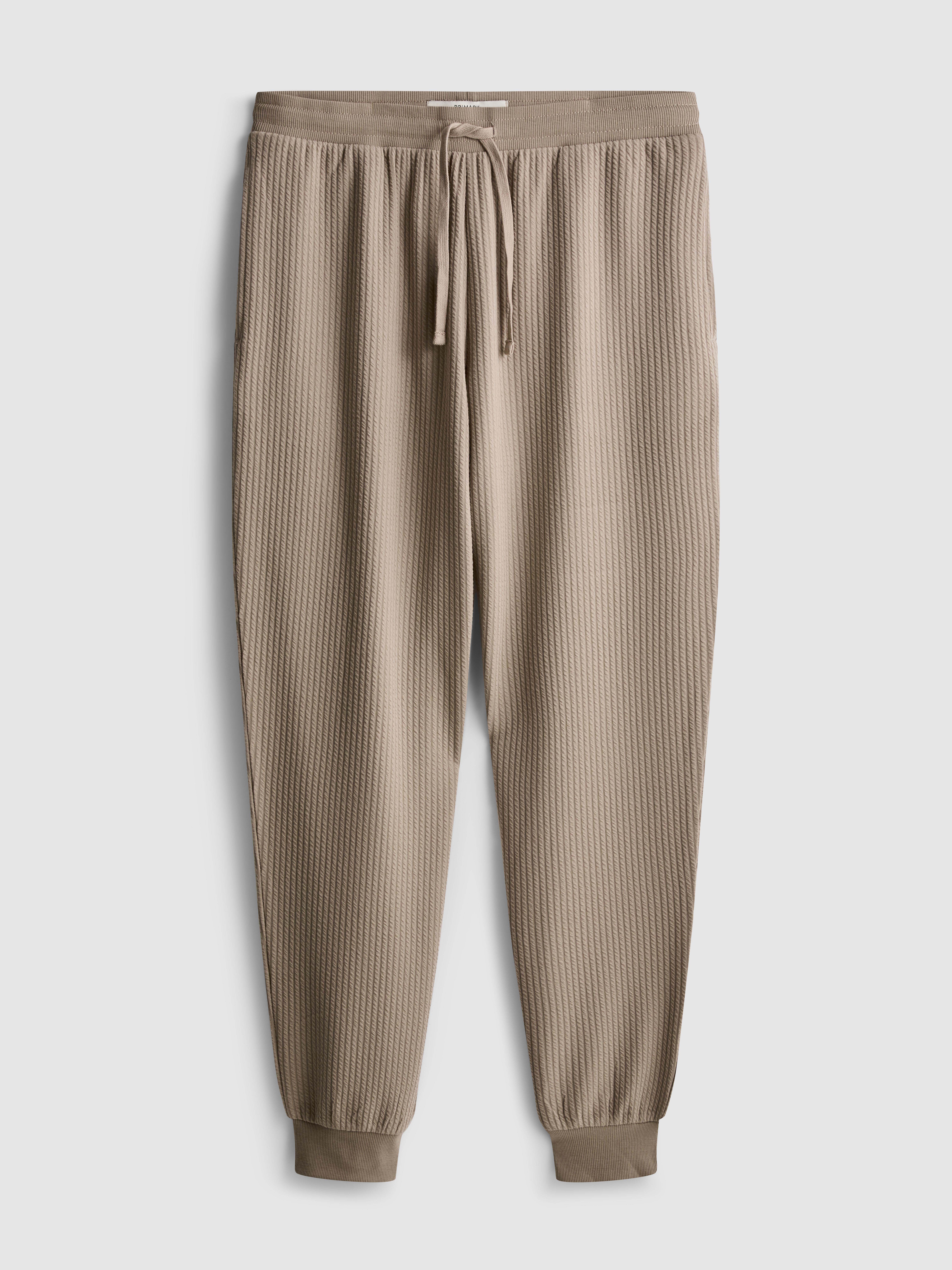 Men's Tan Textured Stripe Pajama Bottoms