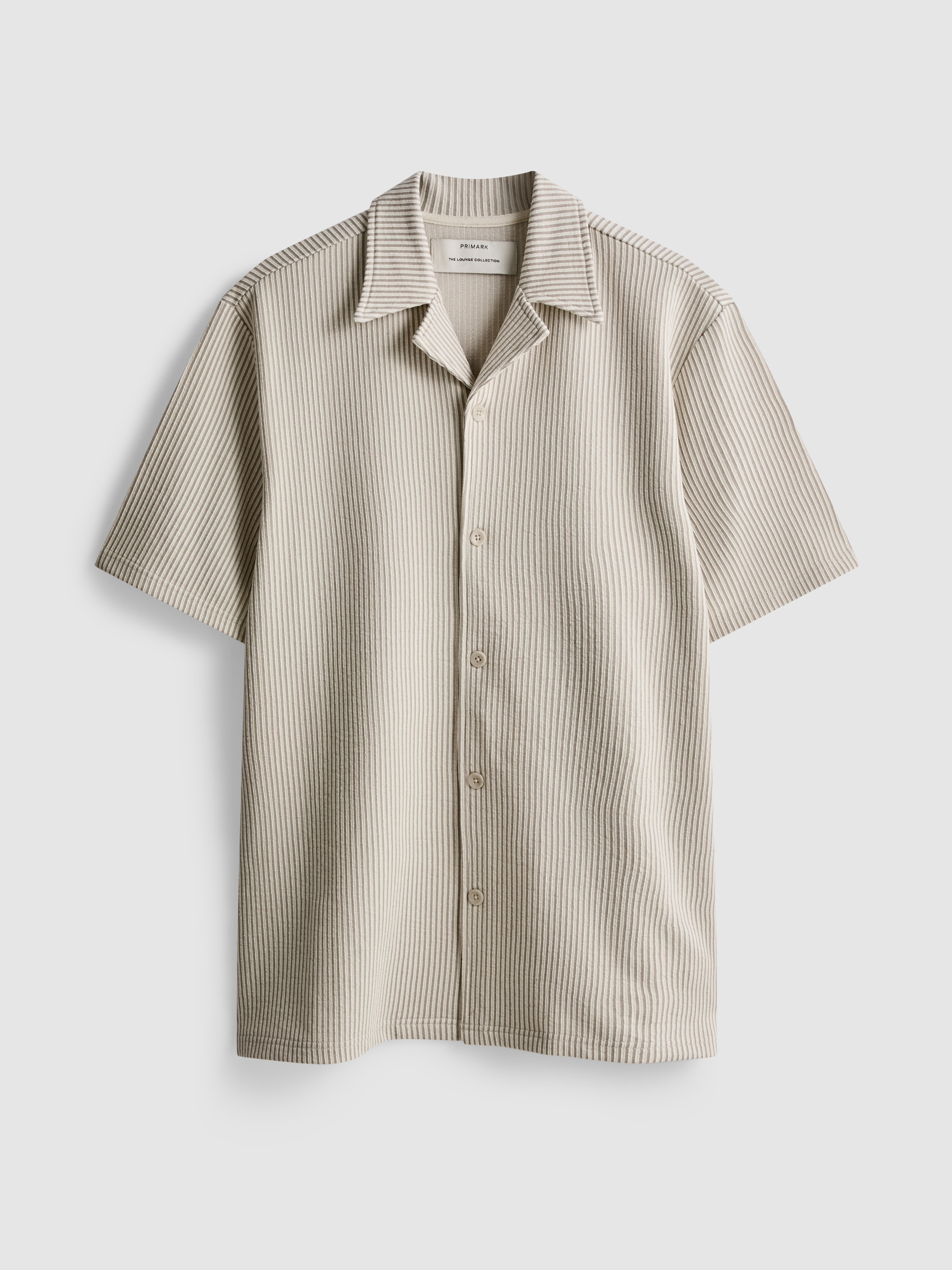 Men's Beige Button-Up Pajama Top