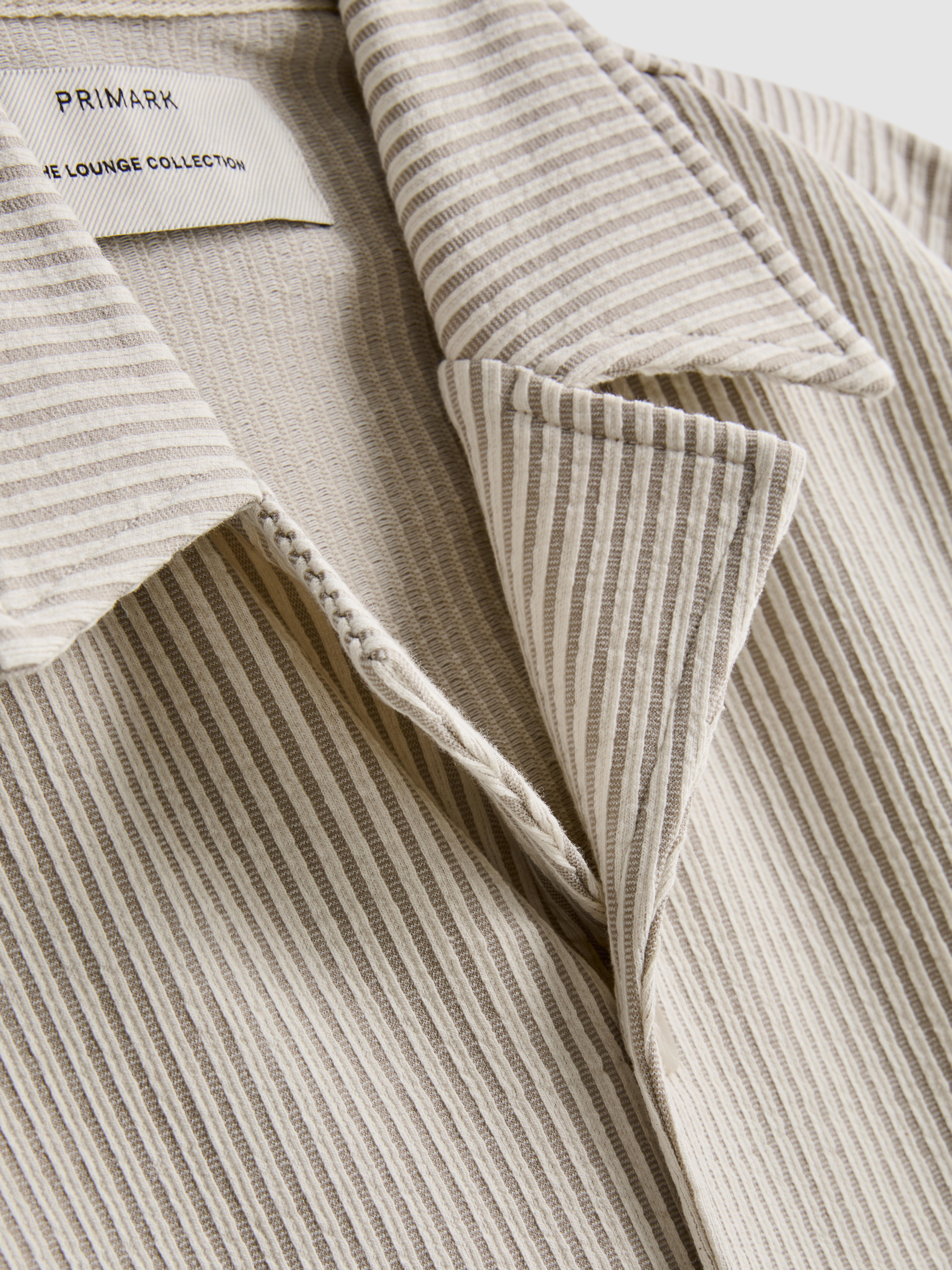 Men's Beige Button-Up Pajama Top