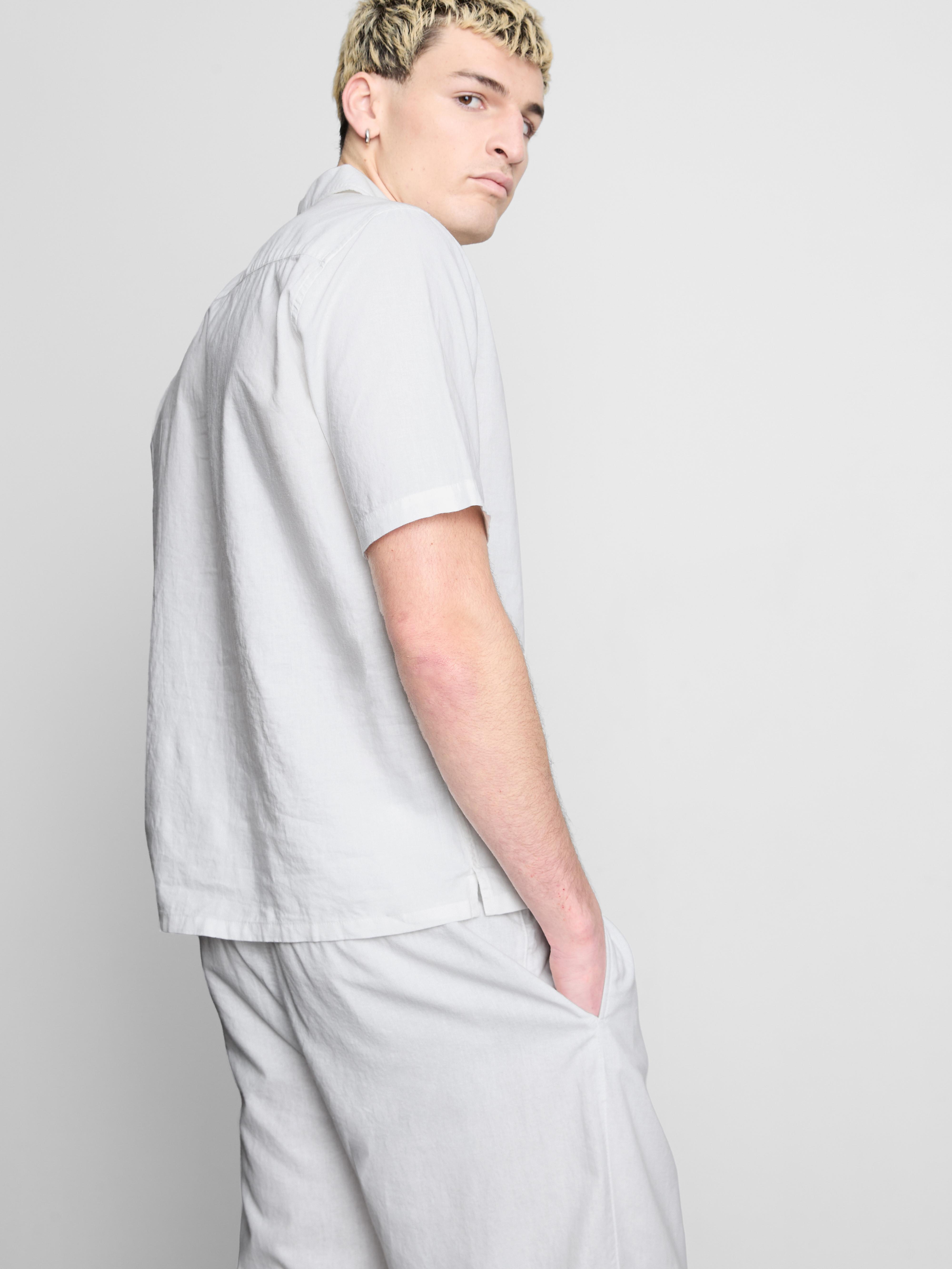 Short Sleeve Linen Blend Shirt