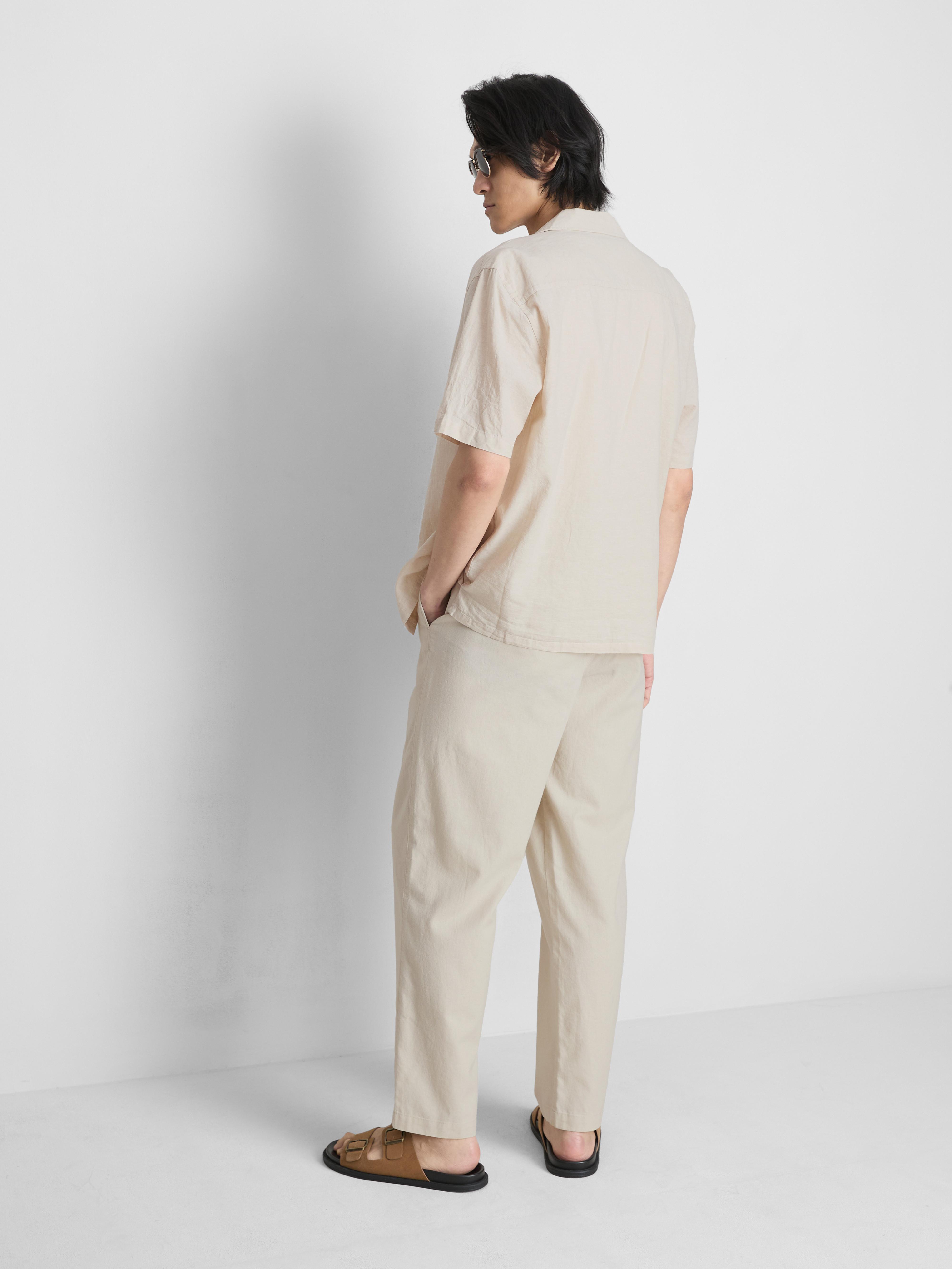 Košile ze směsi plátna s krátkým rukávem