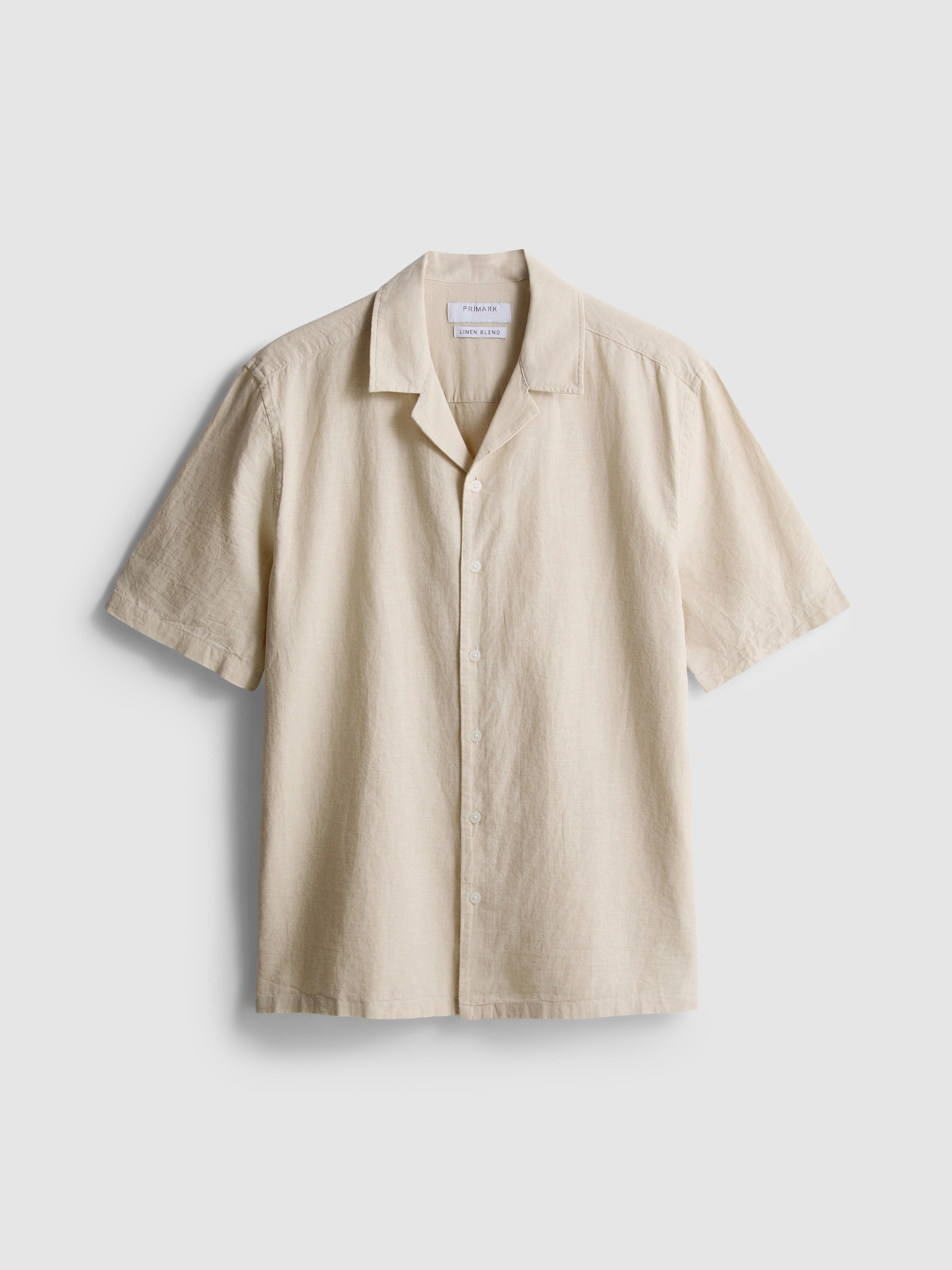 Košile ze směsi plátna s krátkým rukávem