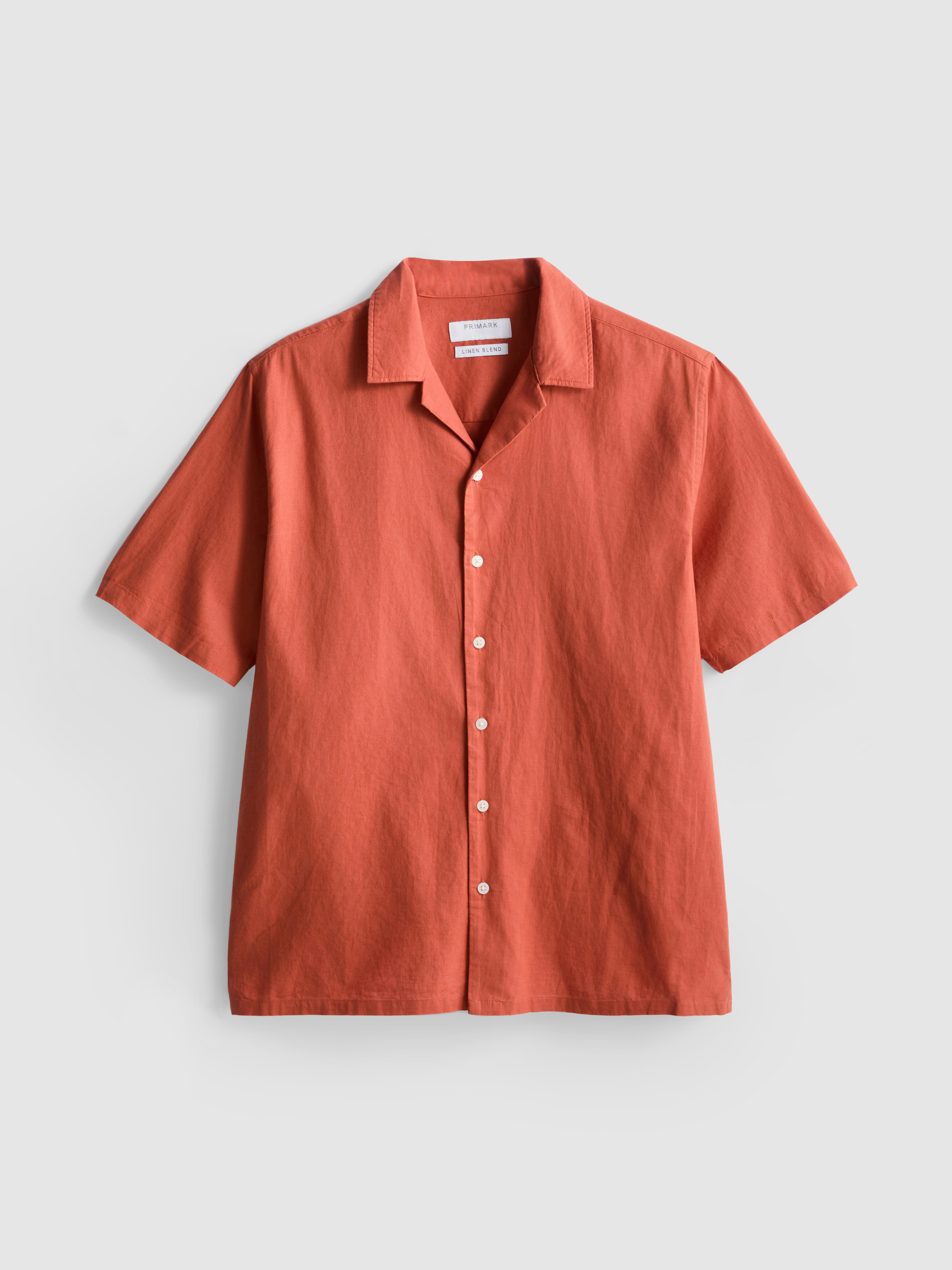 Rövid ujjú vászonkeverék ing Narancssárga