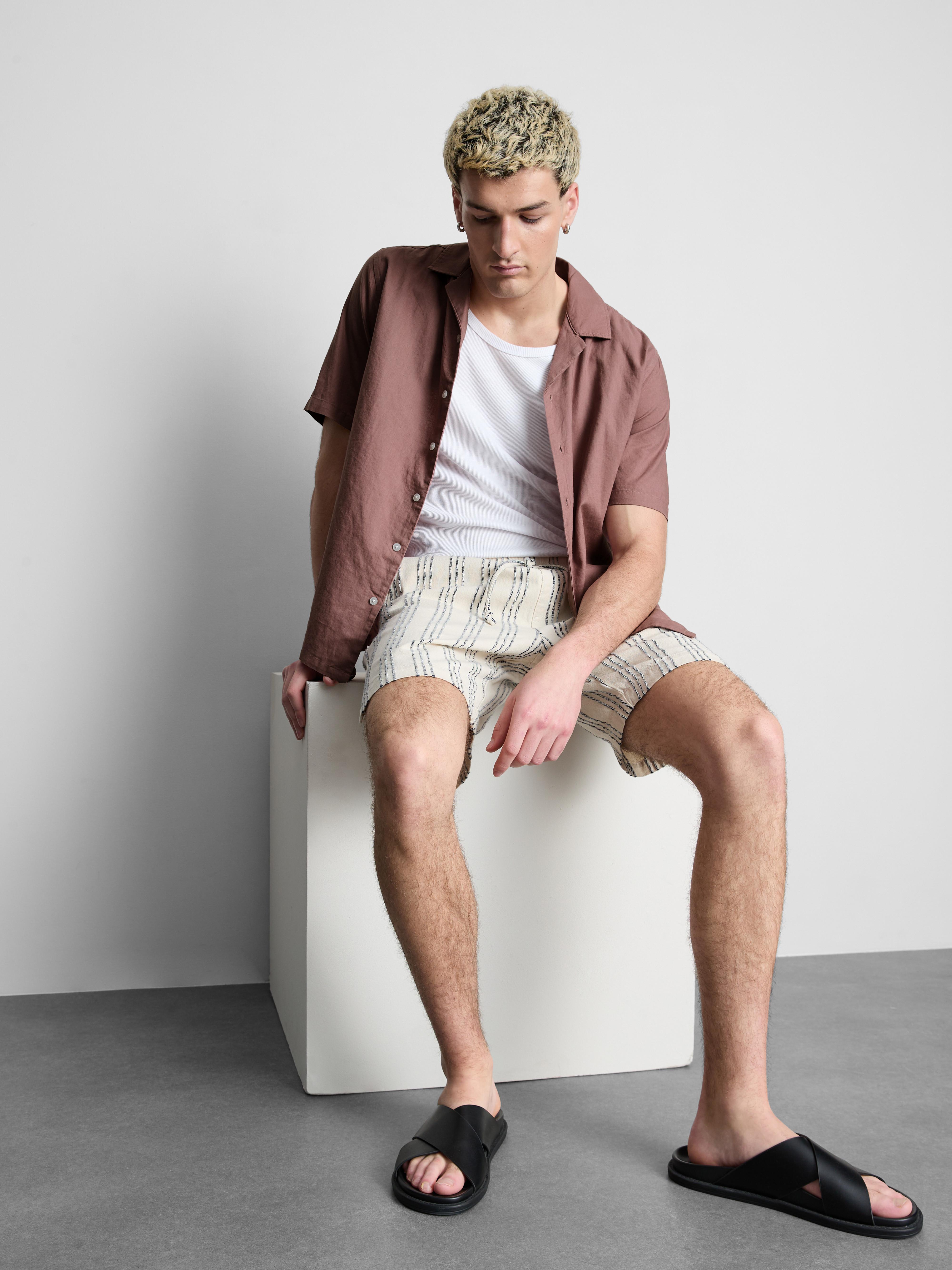 Short Sleeve Linen Blend Shirt