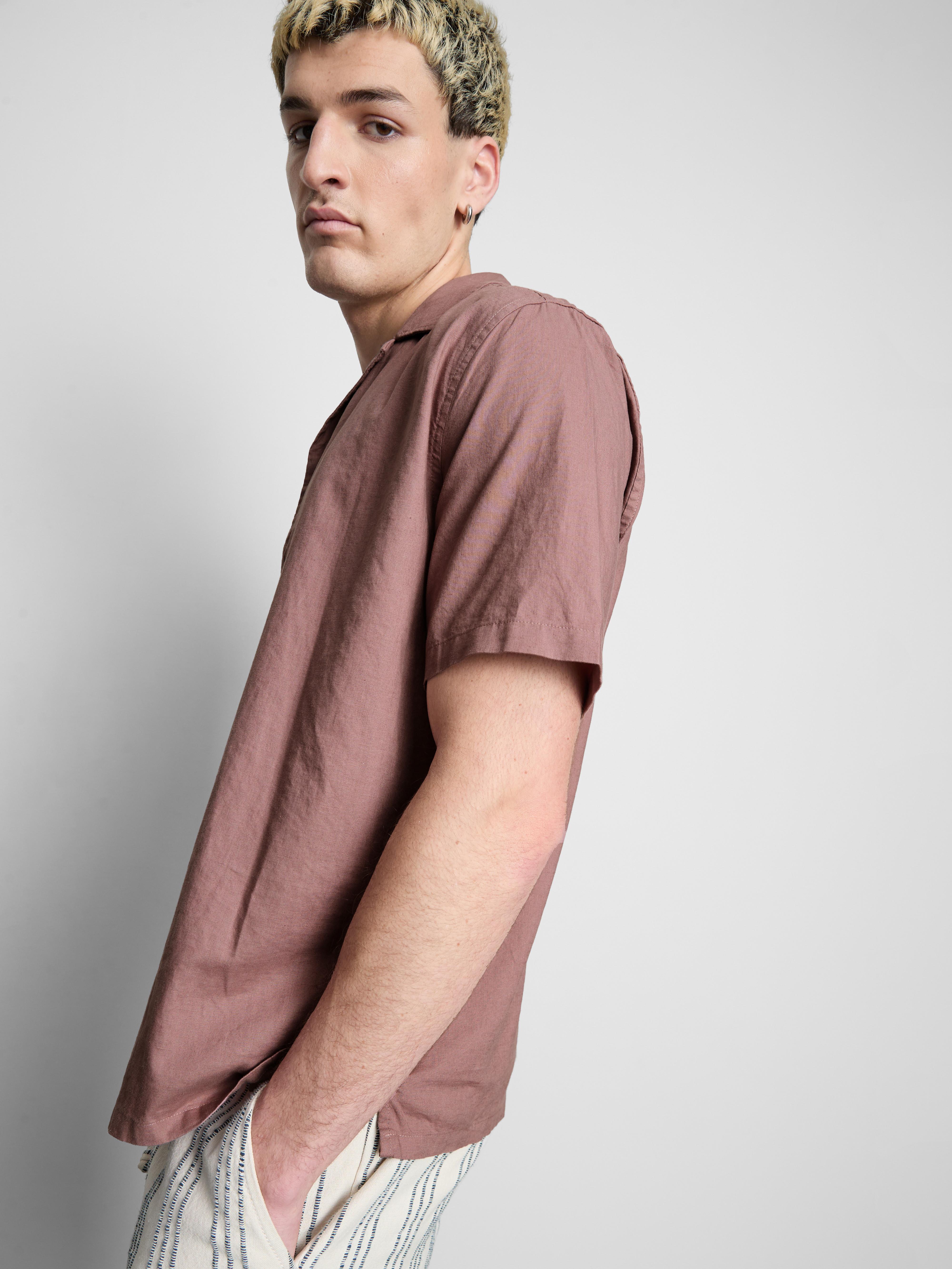 Short Sleeve Linen Blend Shirt
