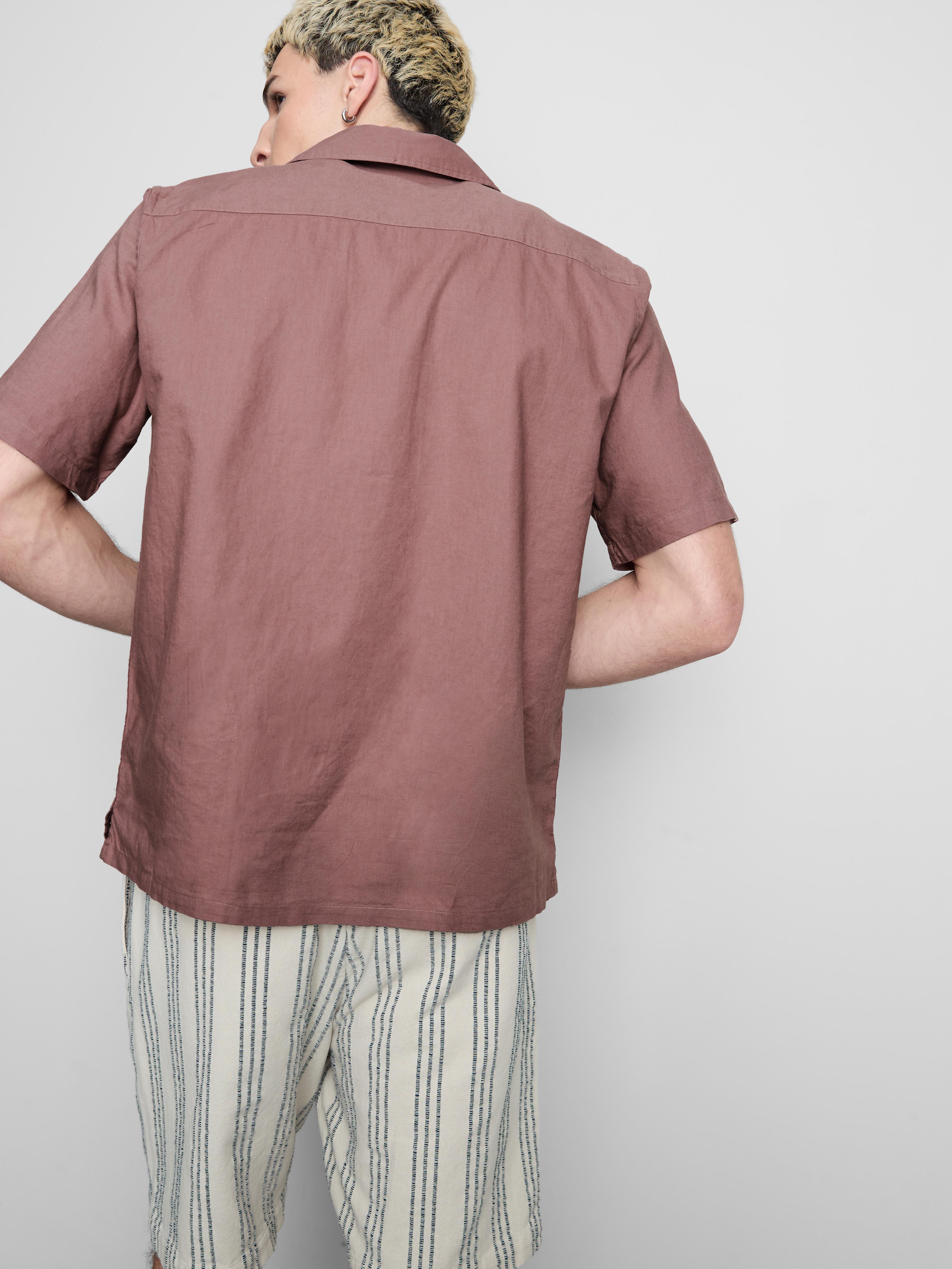 Short Sleeve Linen Blend Shirt