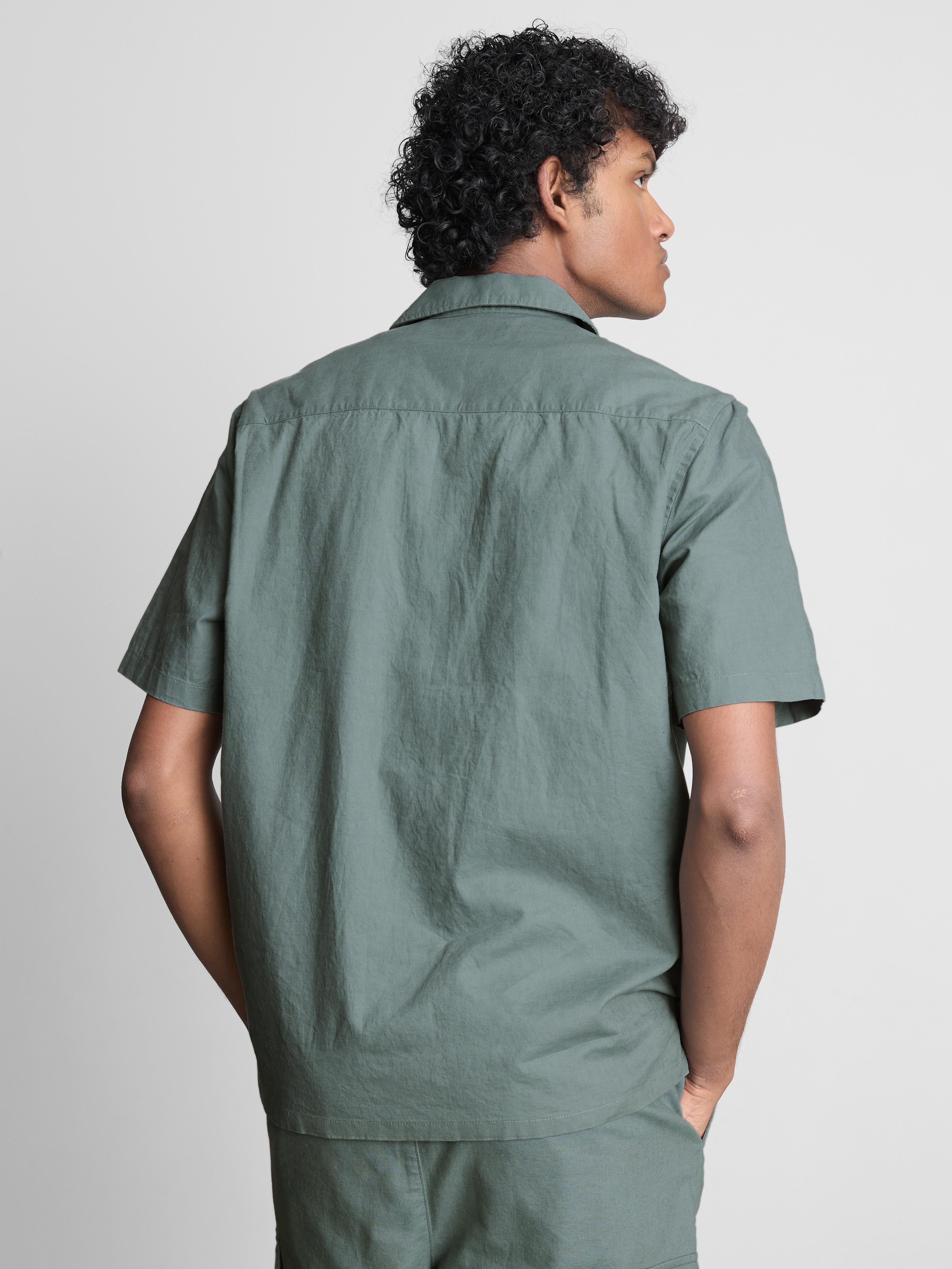 Chemise en lin mélangé à manches courtes