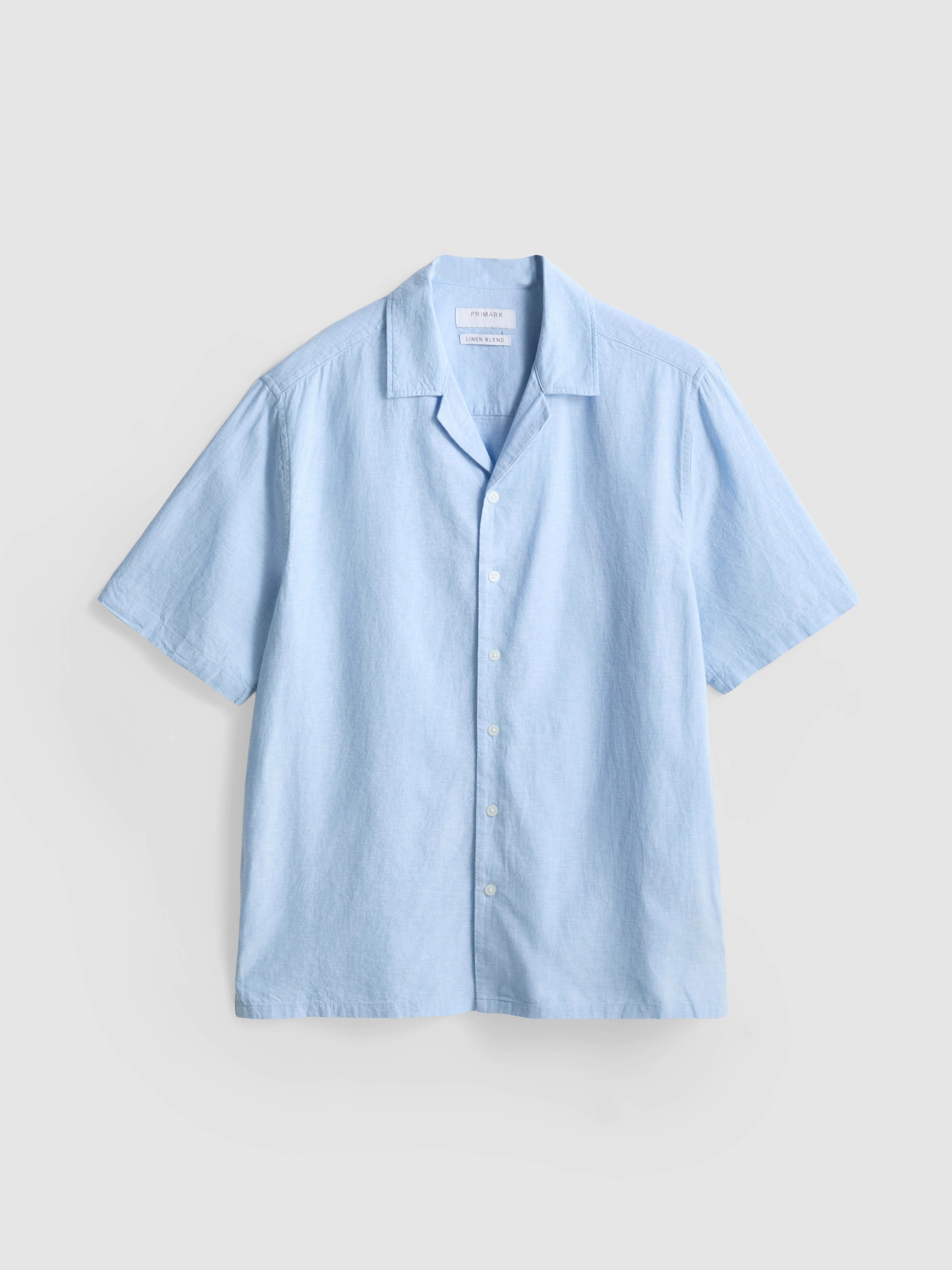 Rövid ujjú vászonkeverék ing Kék