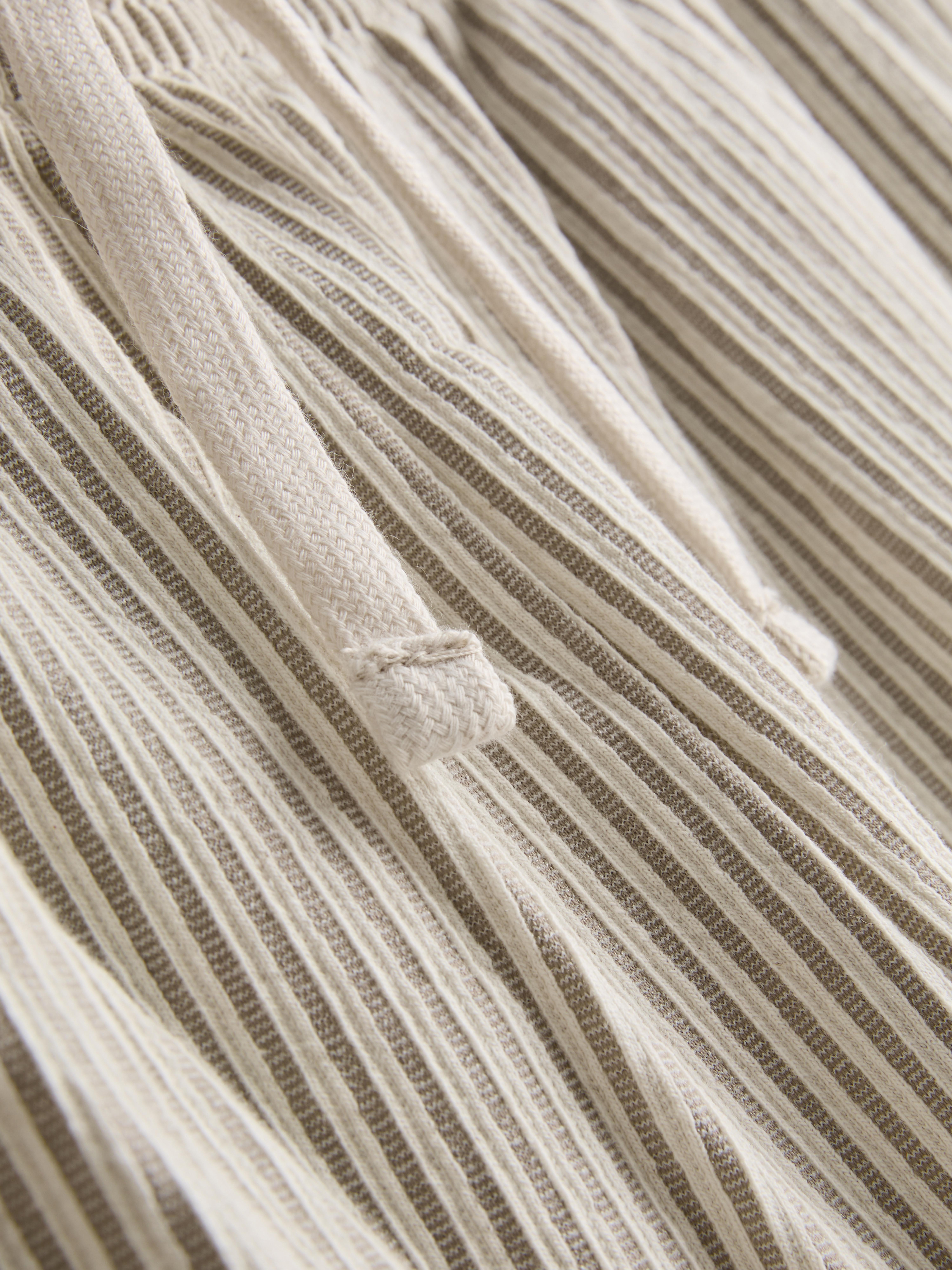 Men's Beige Textured Stripe Pajama Shorts