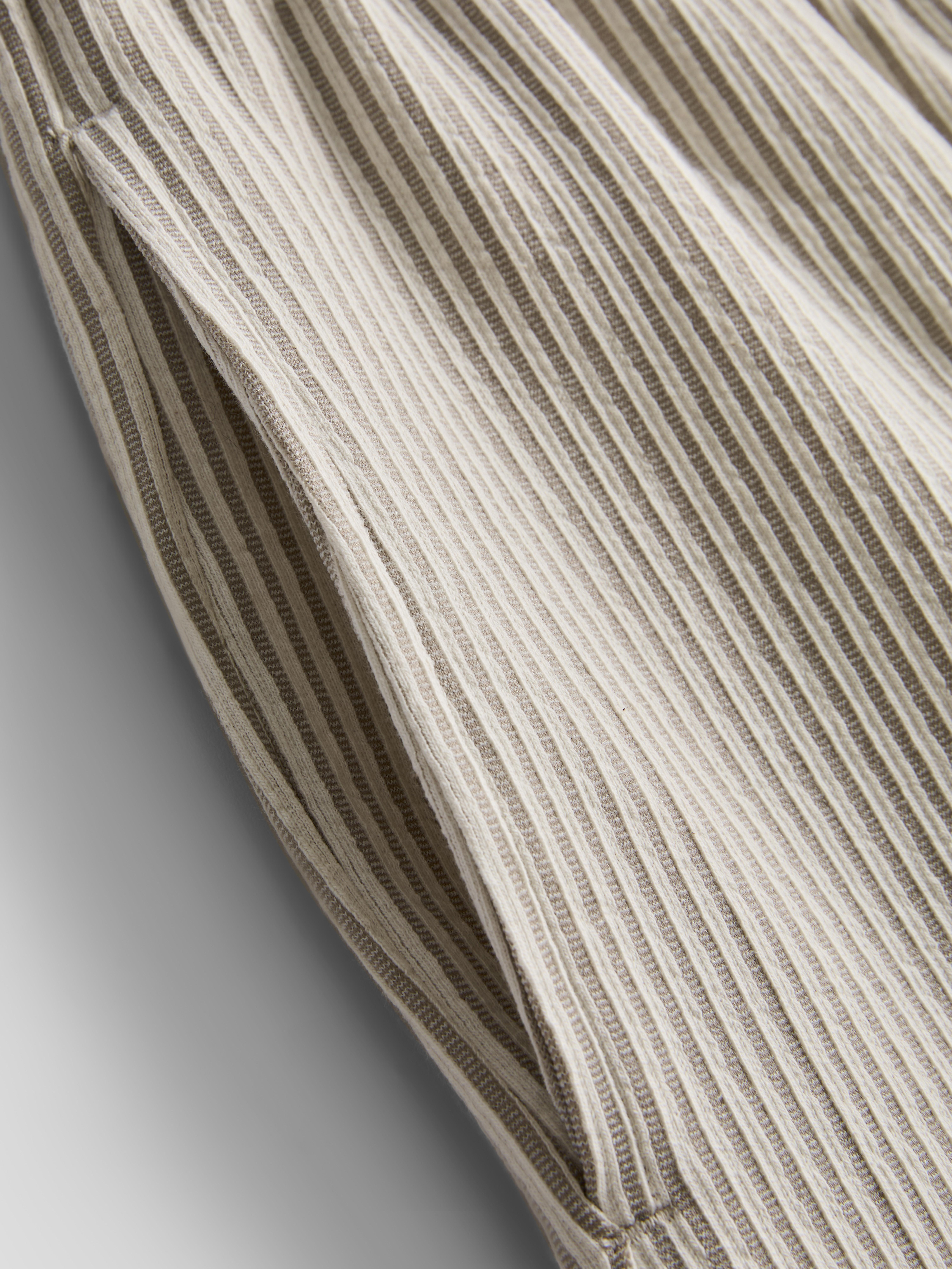 Men's Beige Textured Stripe Pajama Shorts