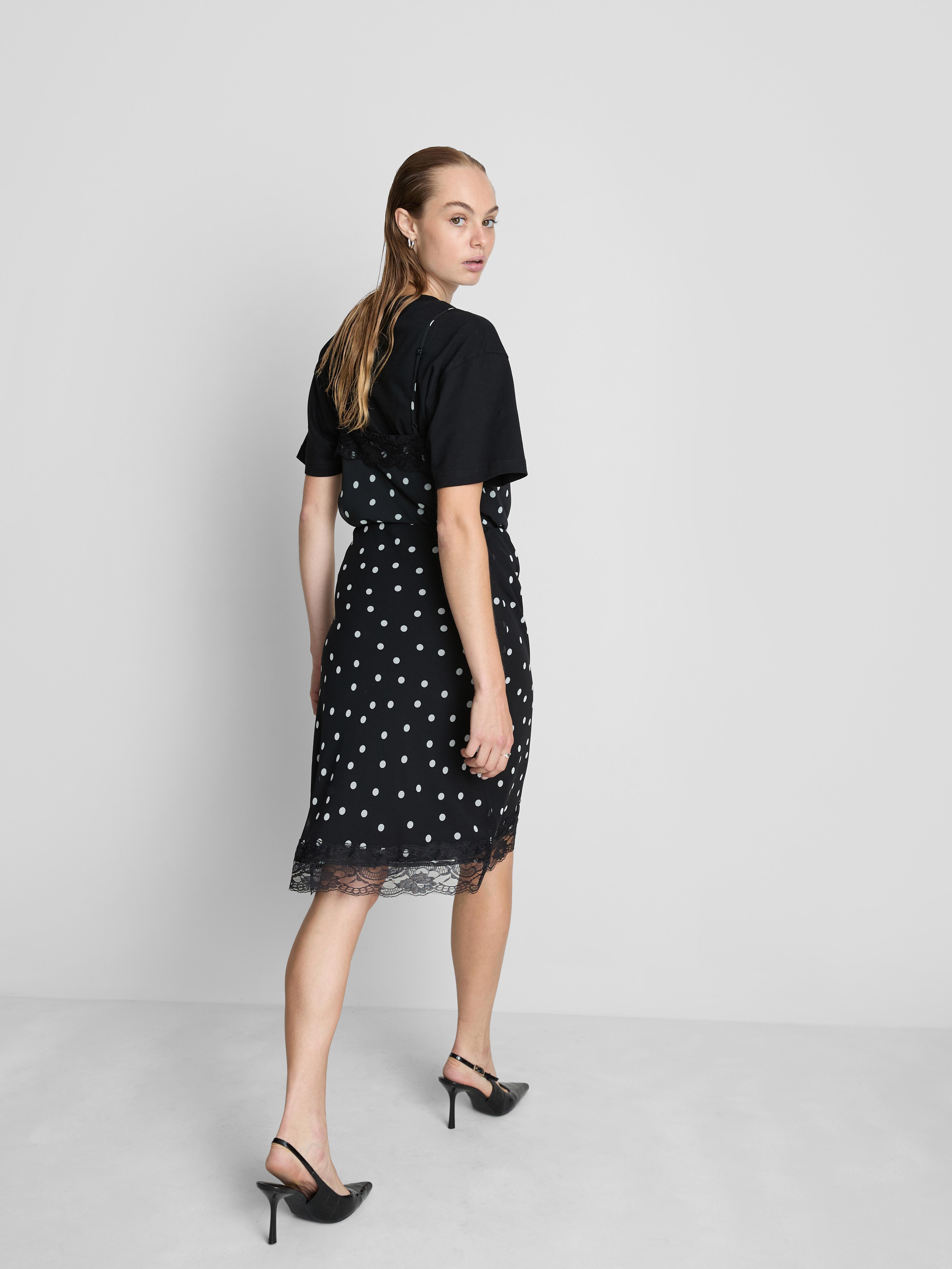 Lace Polka Dot Midi Skirt