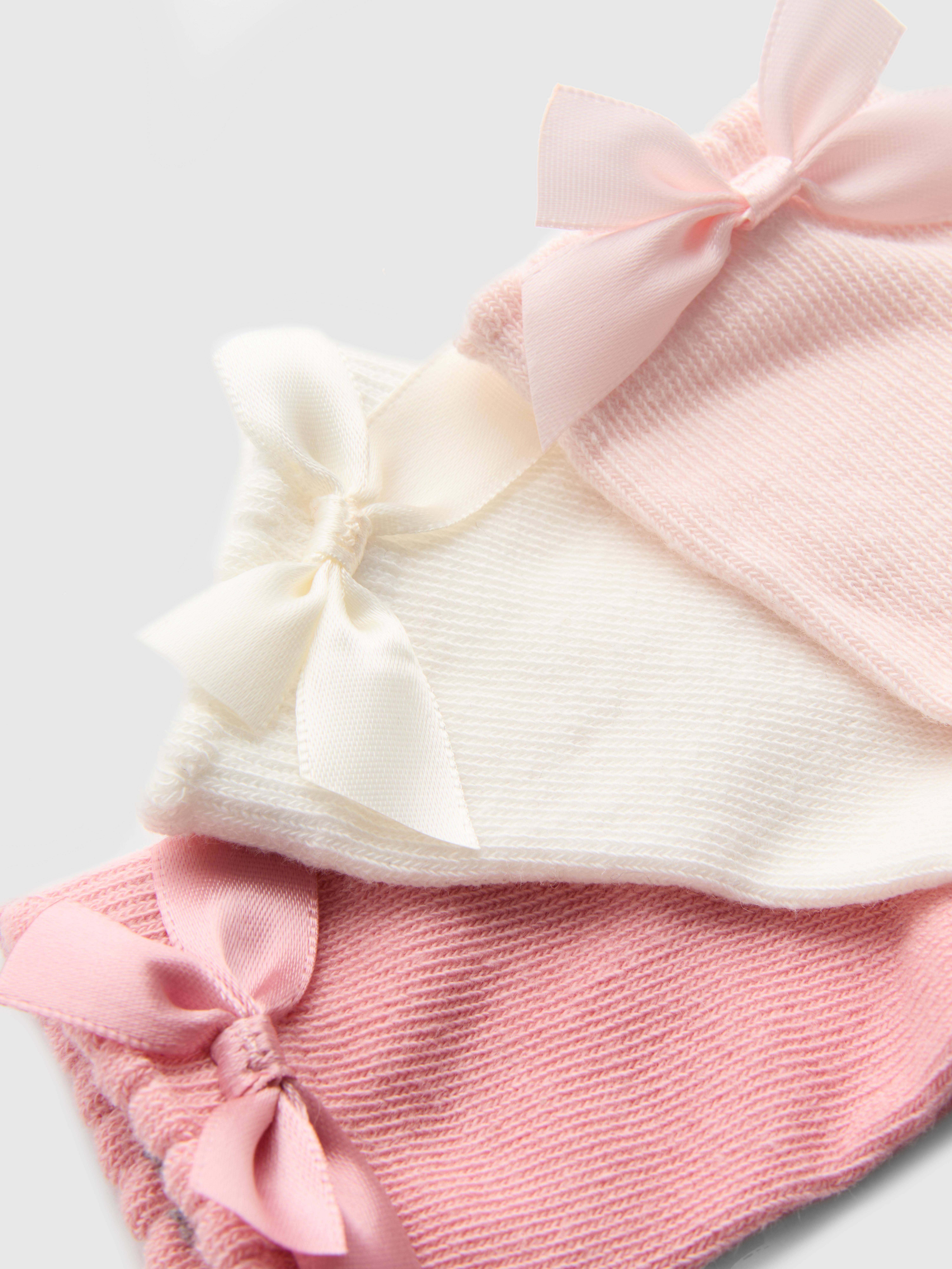 3pk Cotton Rich Satin Bow Socks