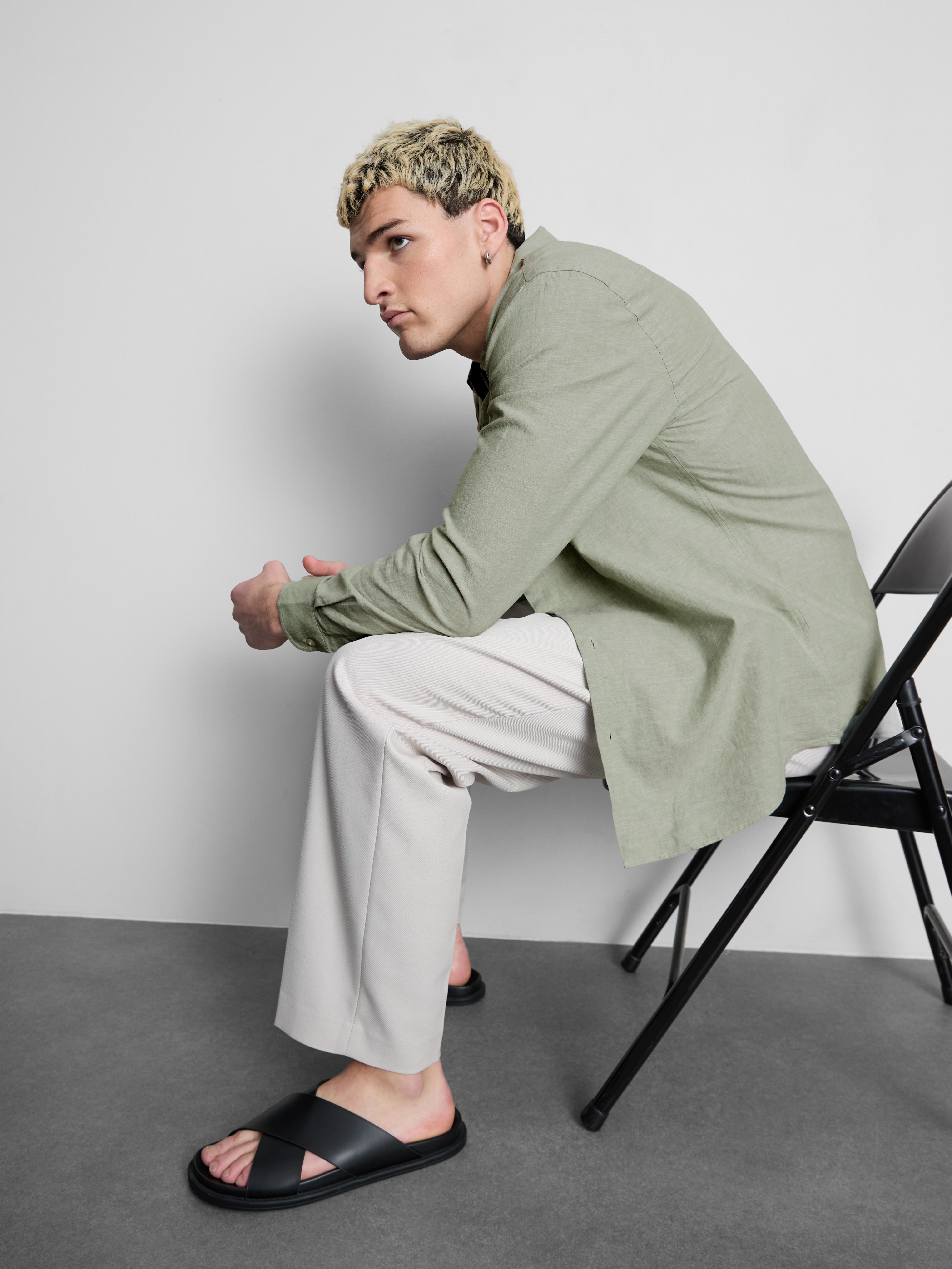 Košile ze směsi plátna s dlouhým rukávem