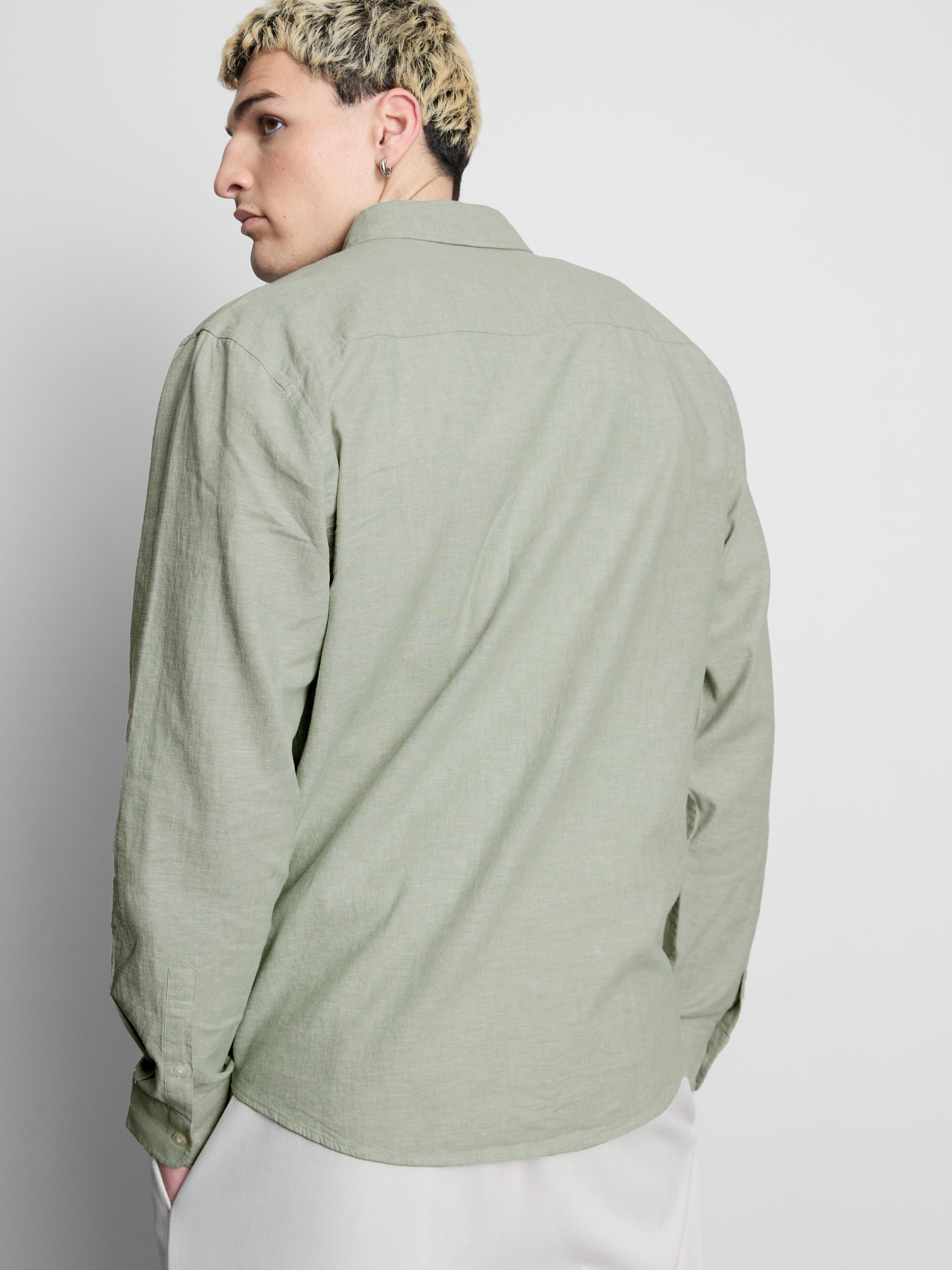 Košile ze směsi plátna s dlouhým rukávem