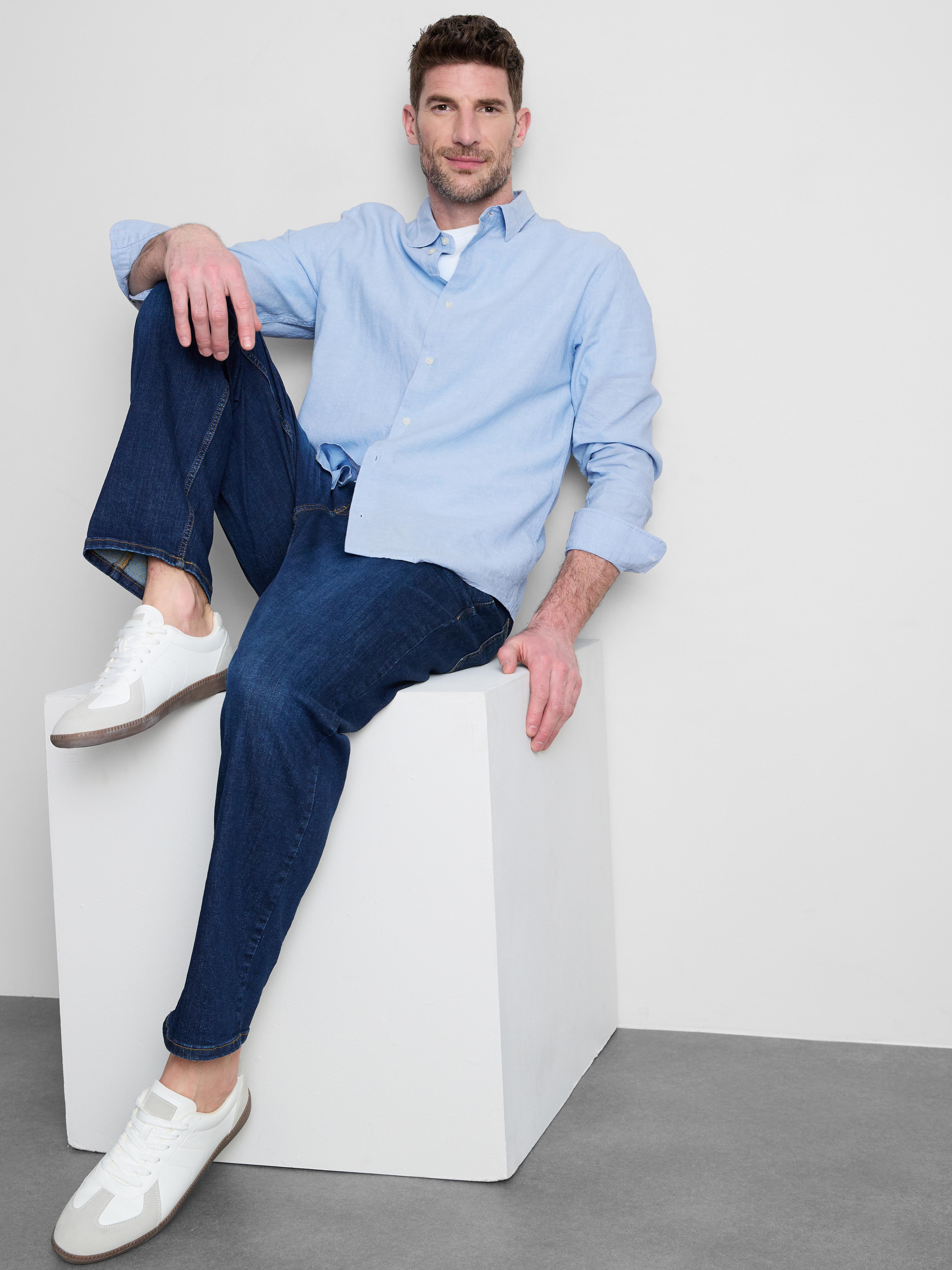 Košile ze směsi plátna s dlouhým rukávem