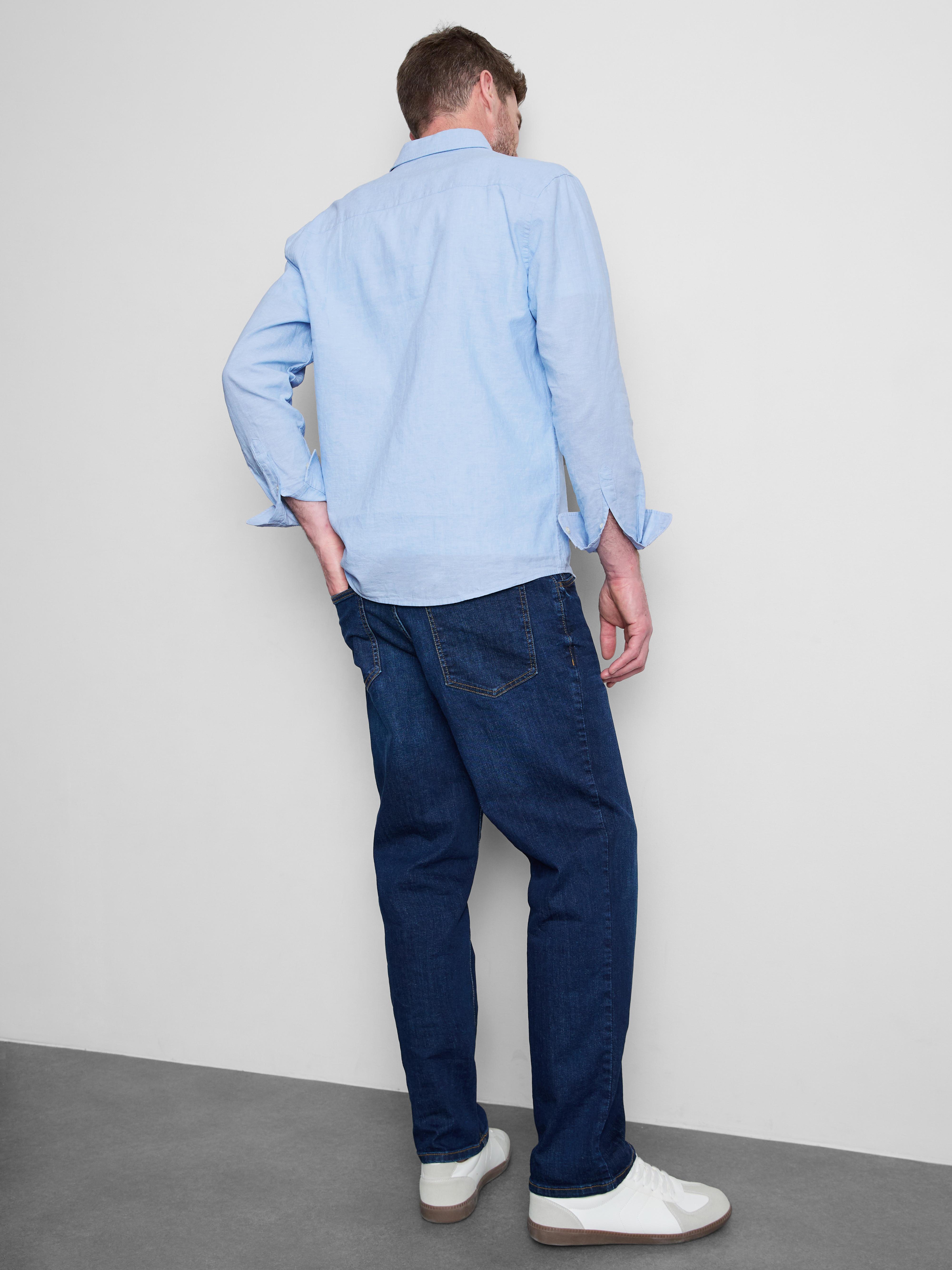 Overhemd van linnenmix met lange mouwen