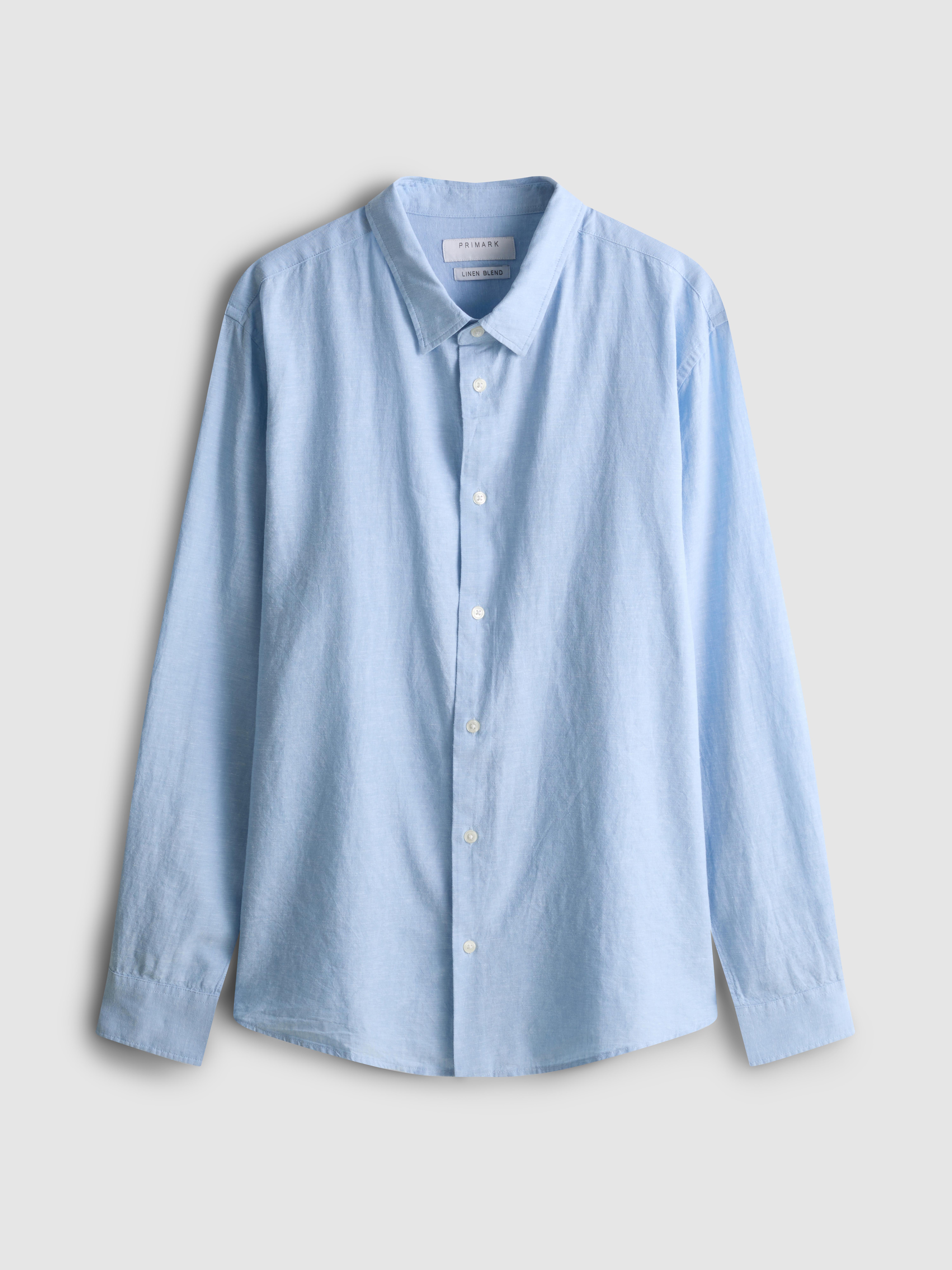 Overhemd van linnenmix met lange mouwen