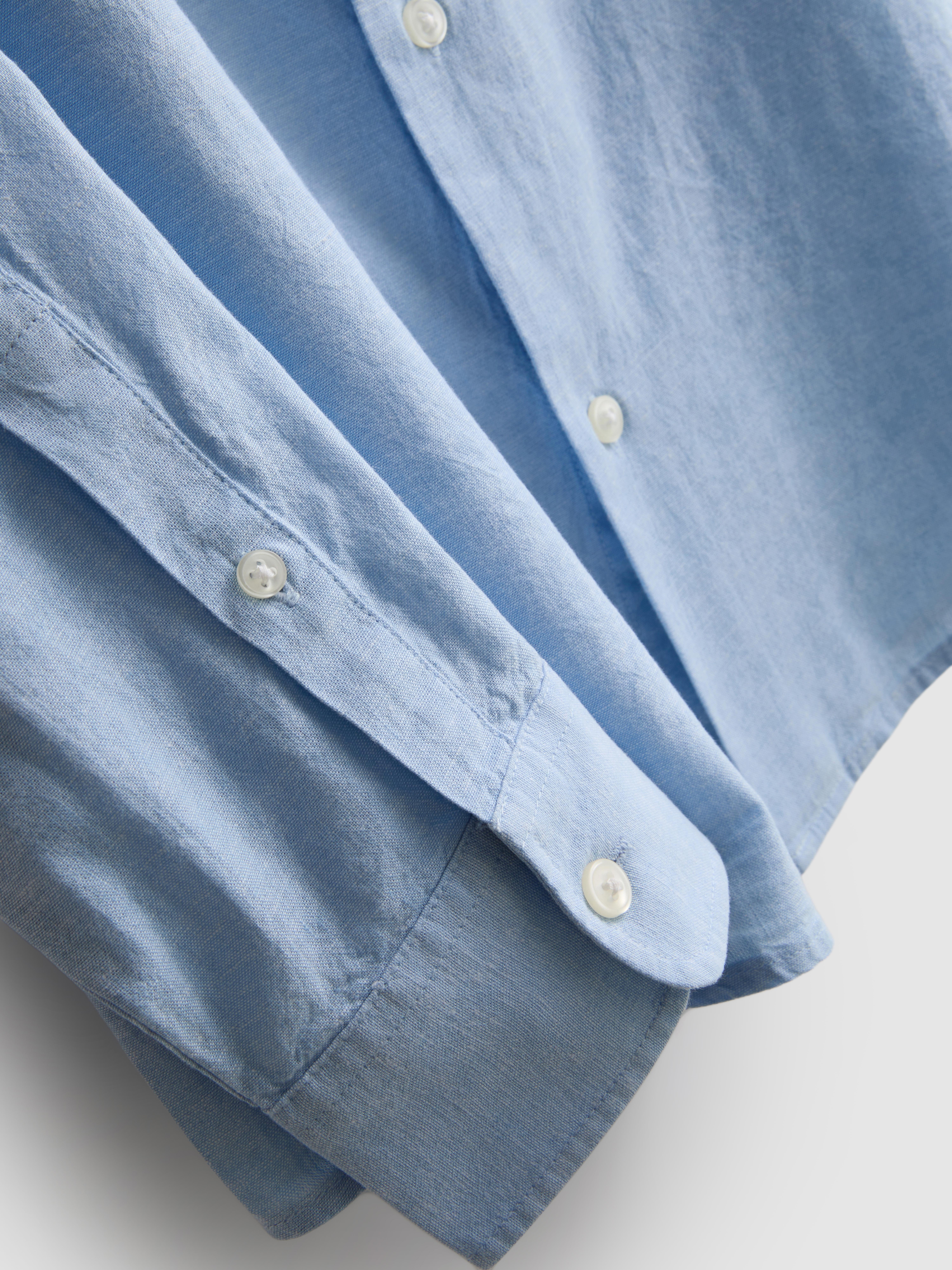 Overhemd van linnenmix met lange mouwen