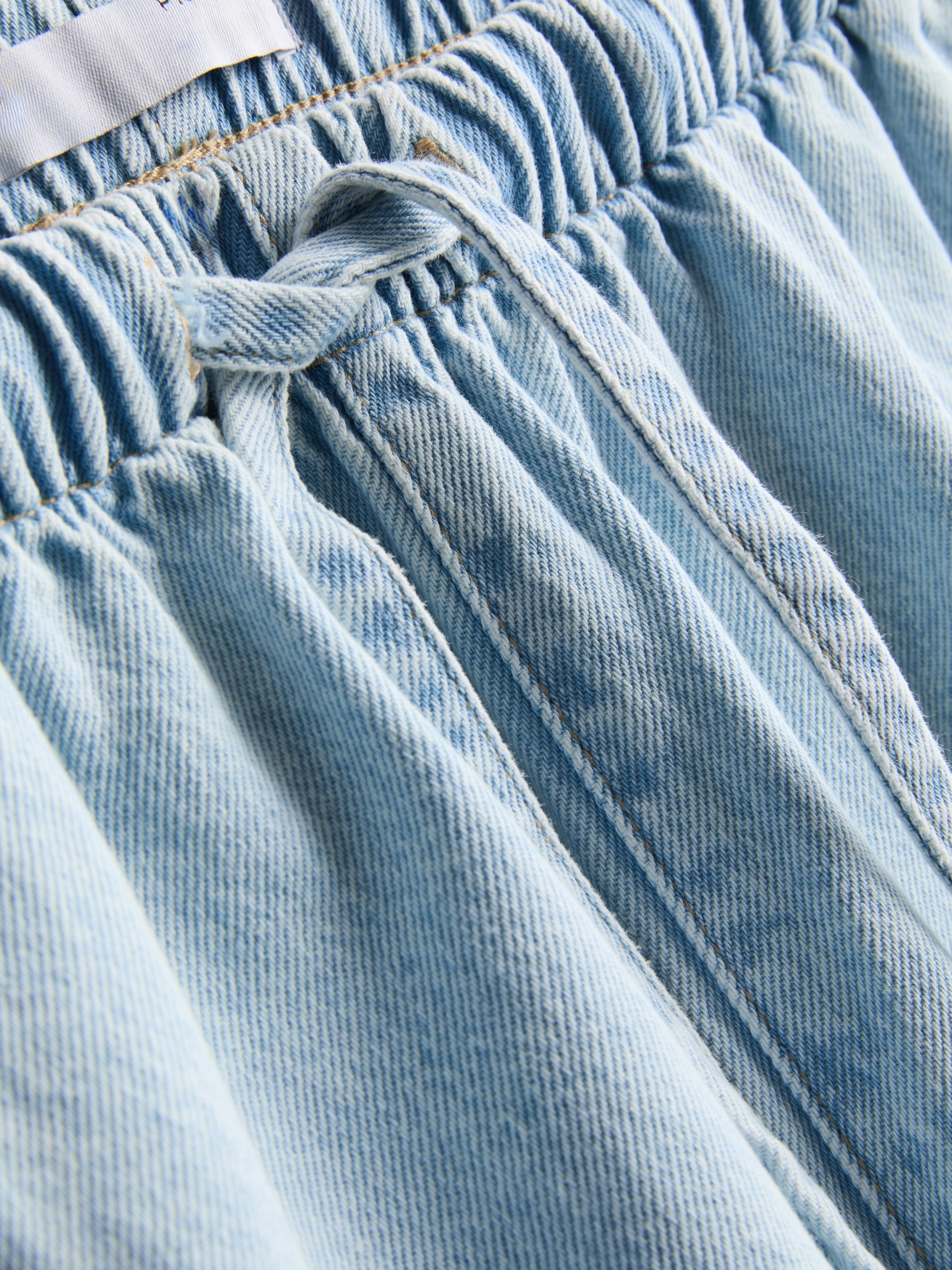 Short style jogging en denim de coton