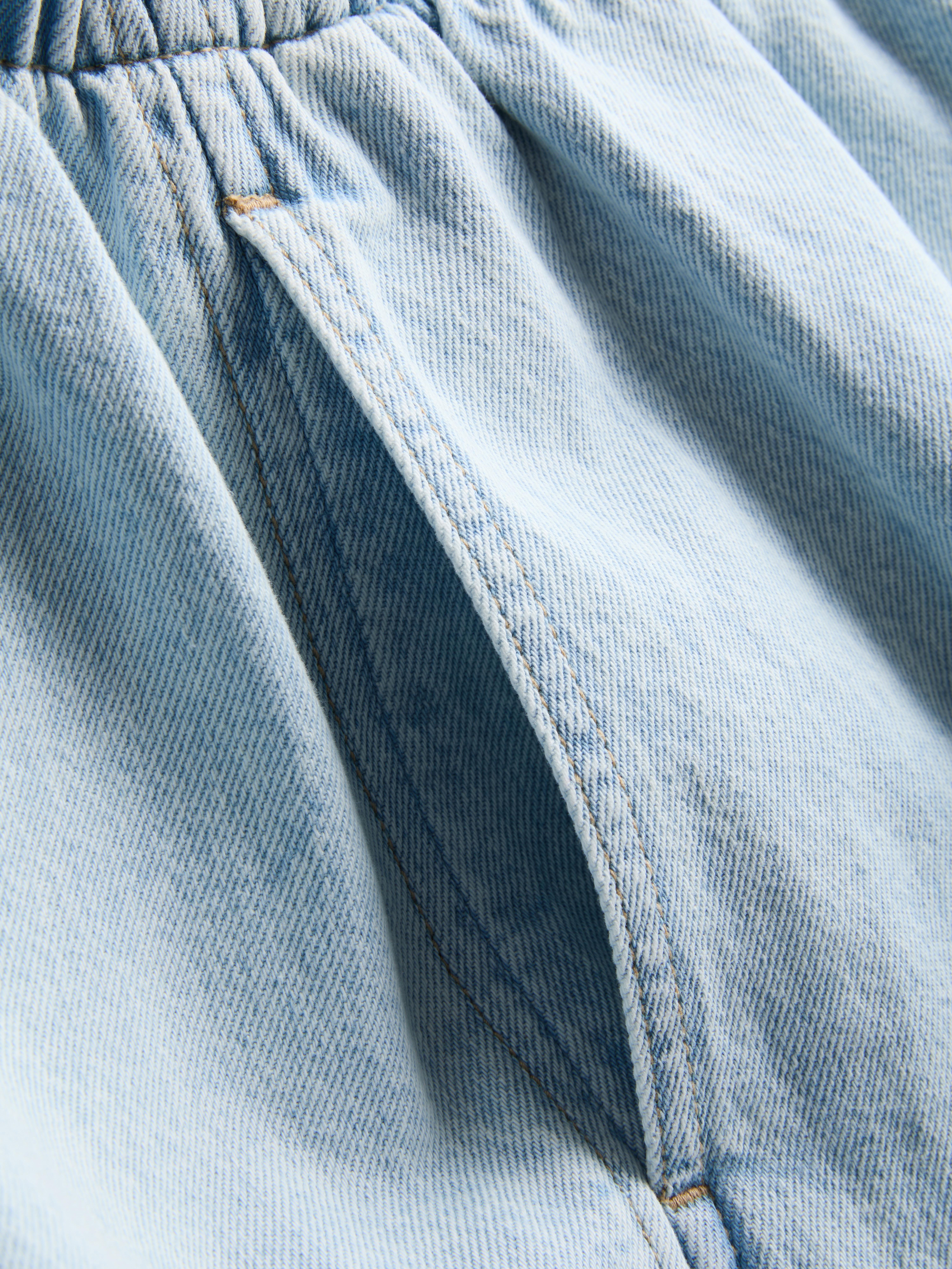 Short style jogging en denim de coton