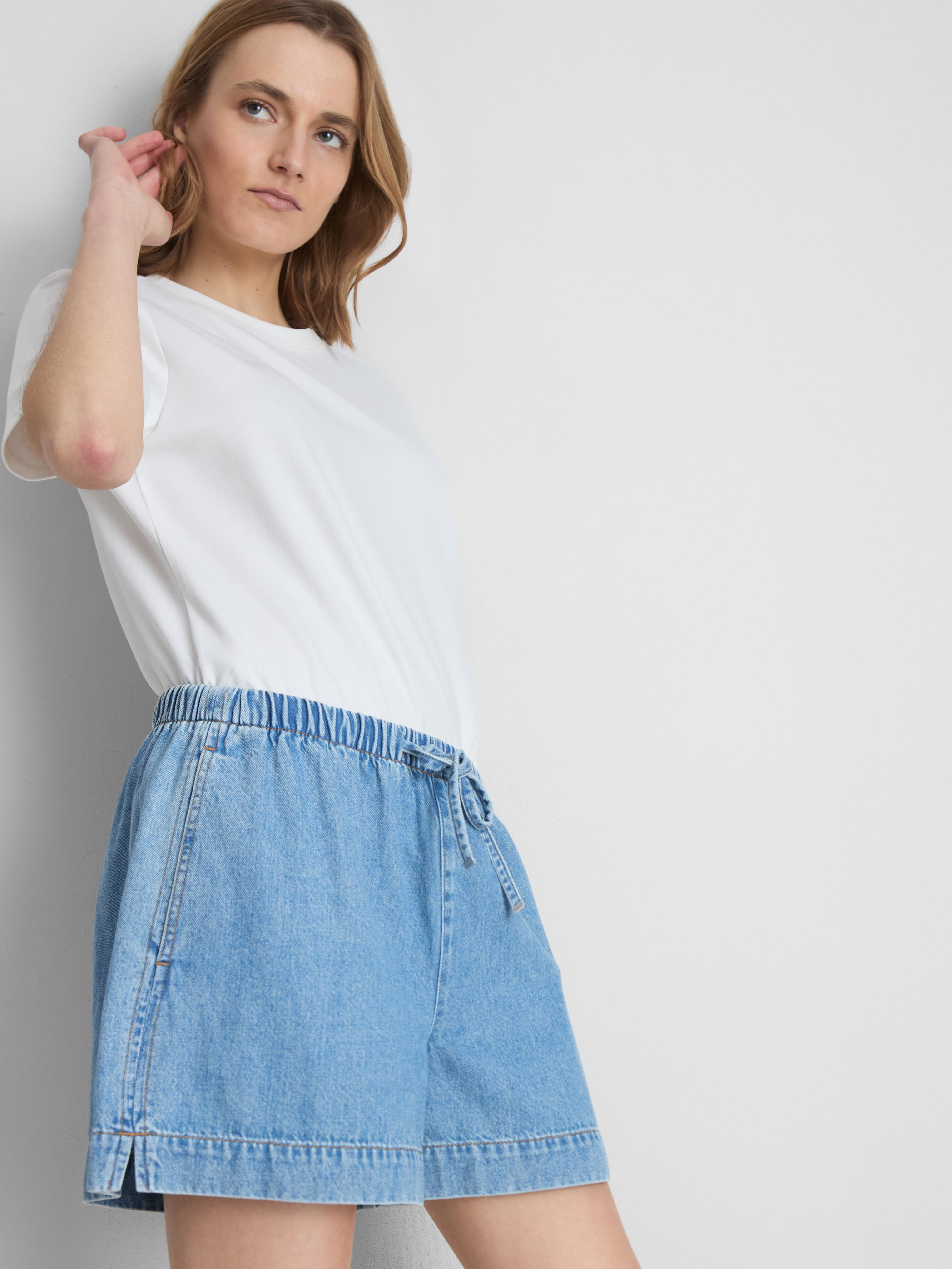 Short style jogging en denim de coton Bleu moyen
