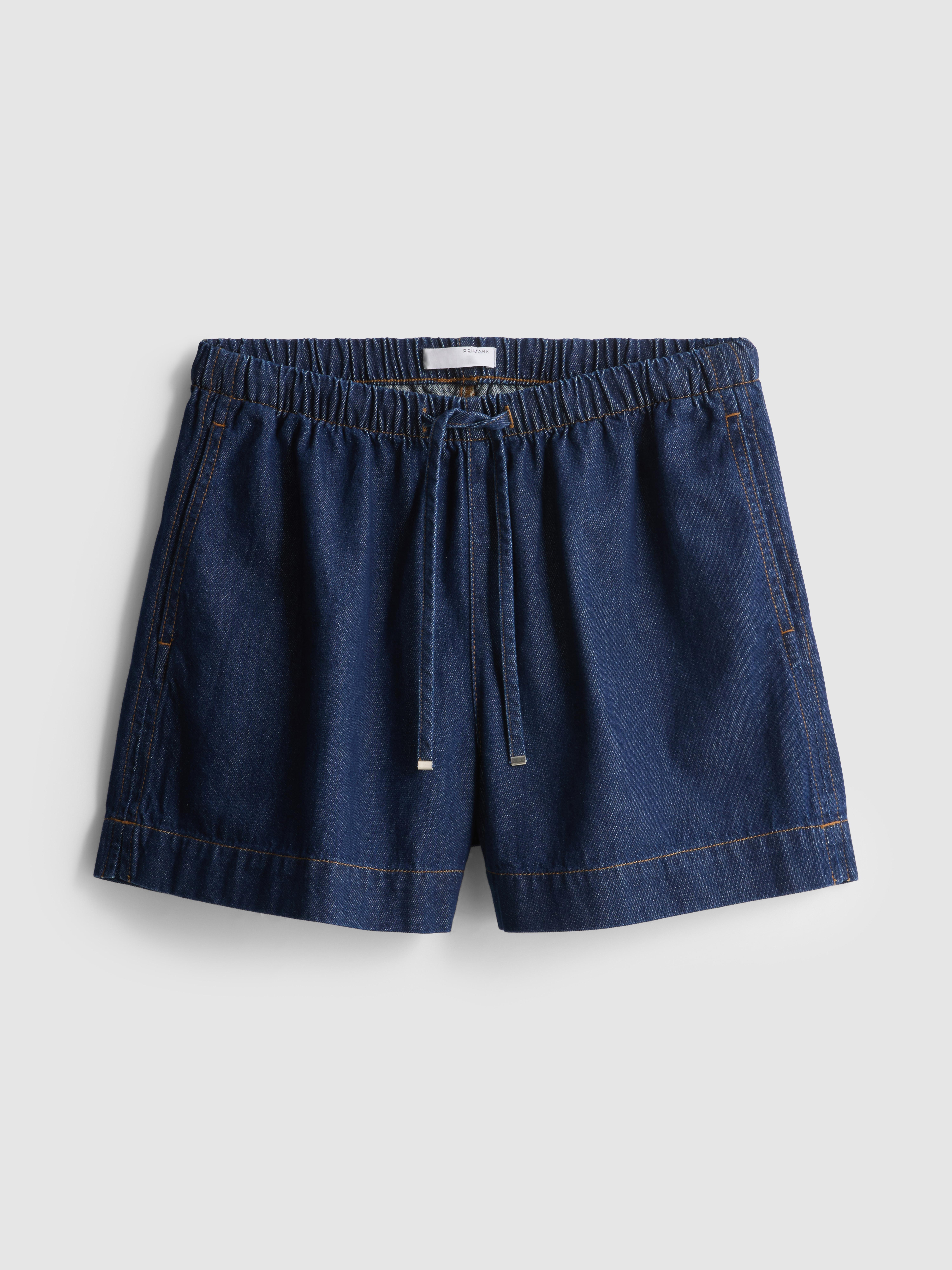Short style jogging en denim de coton