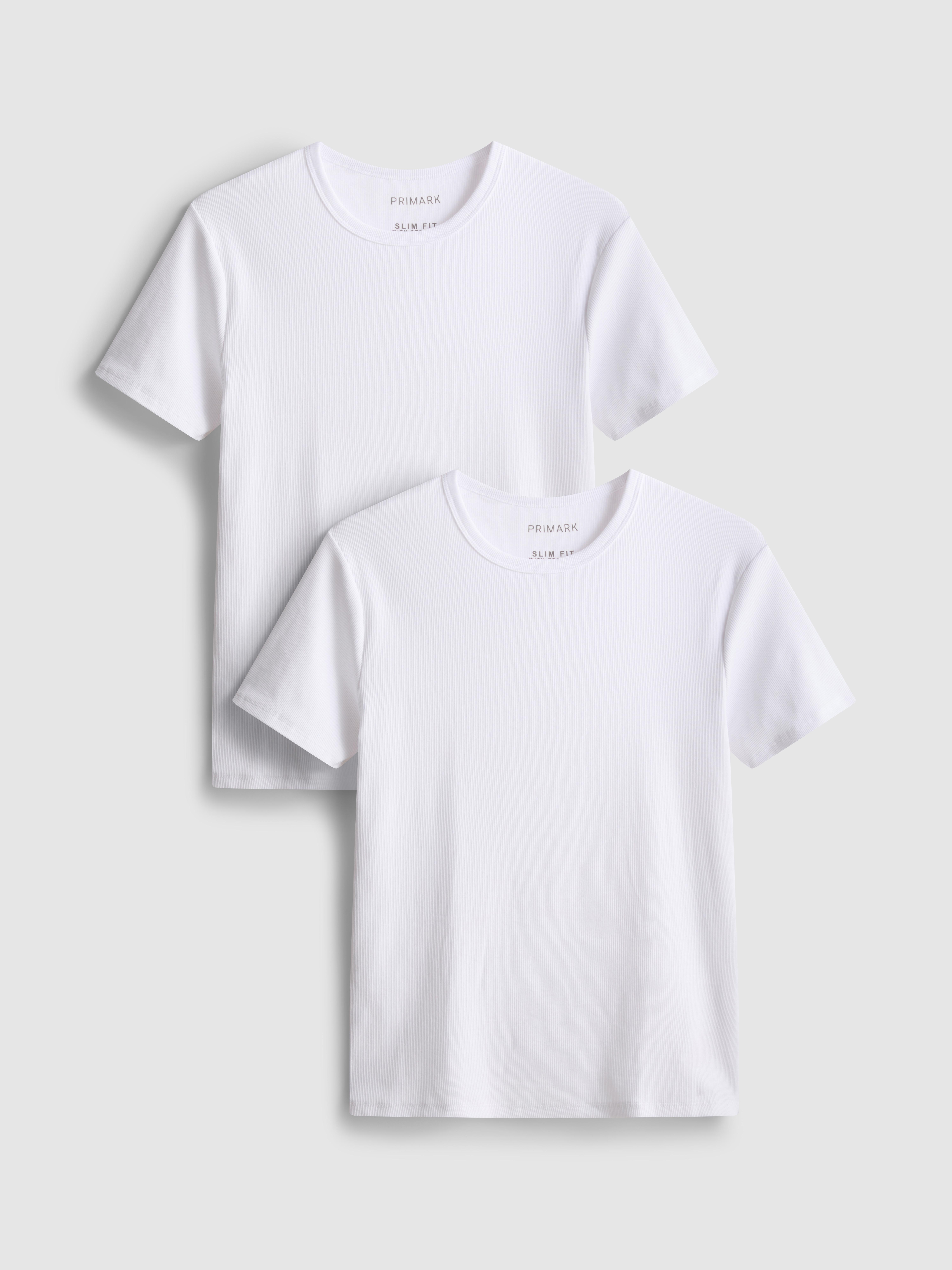 Geripptes T-Shirt, 2er-Pack