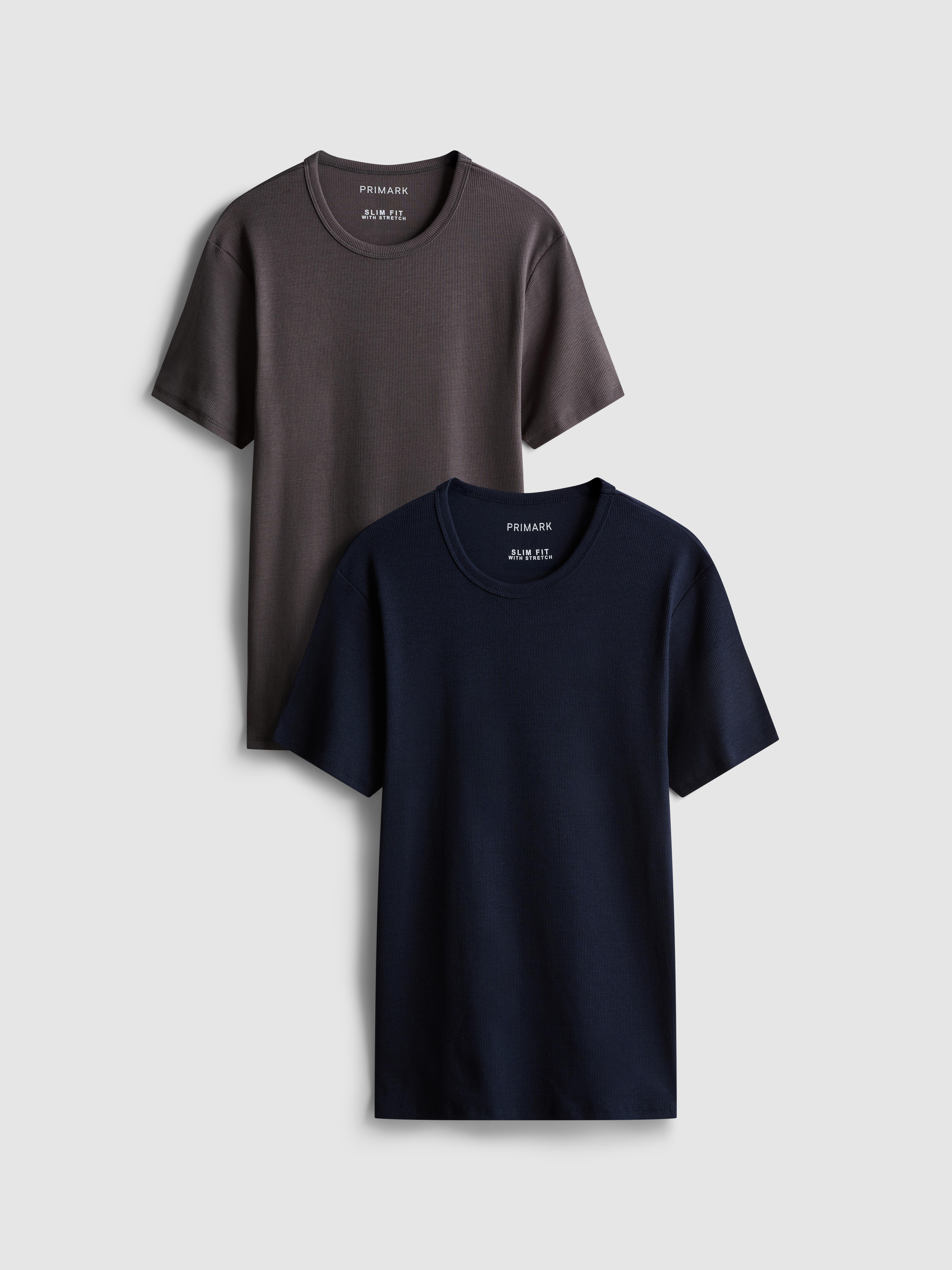 Geribd T-shirt met korte mouwen, set van 2