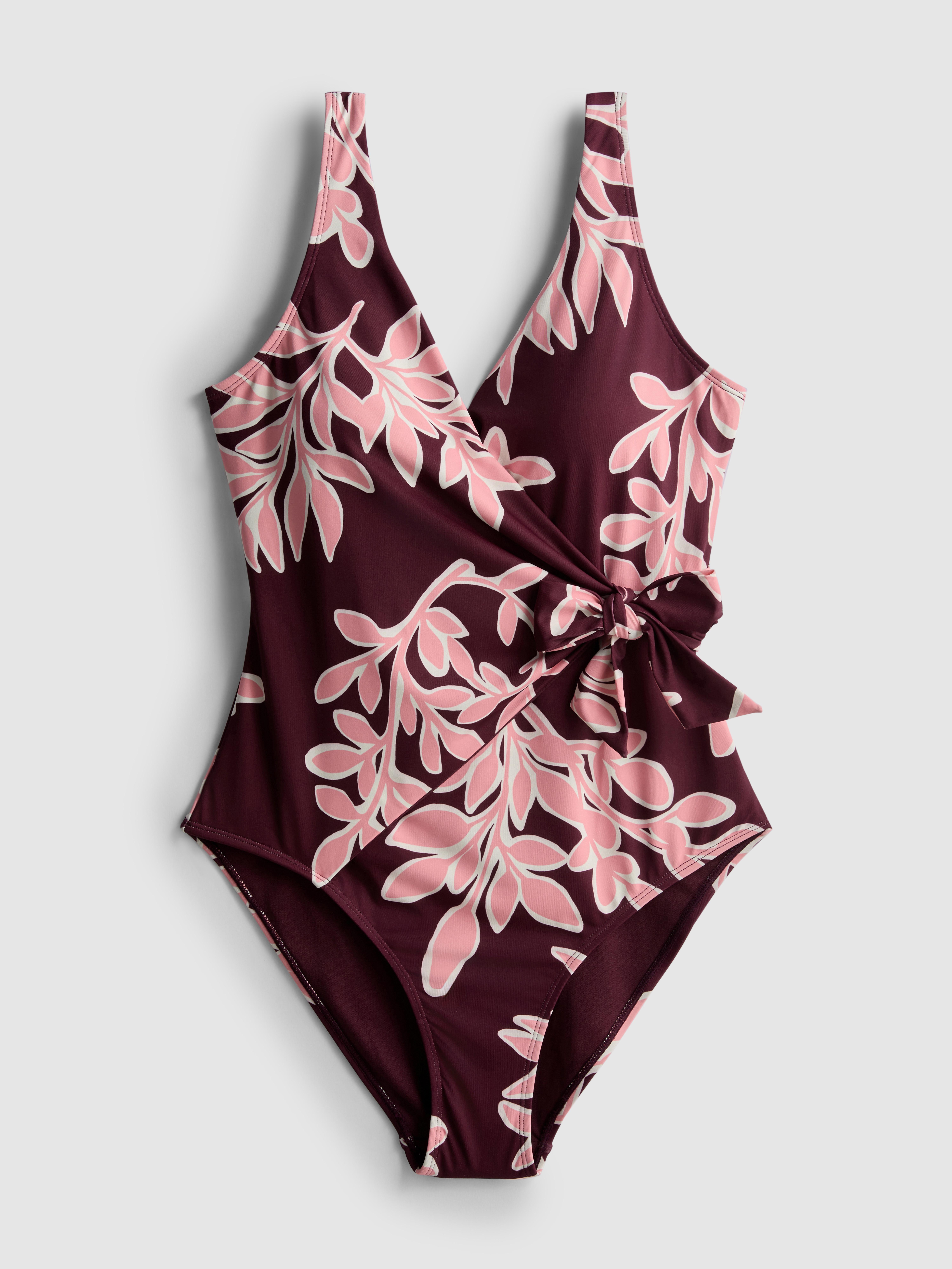 Maillot de bain gainant cache-cœur imprimé