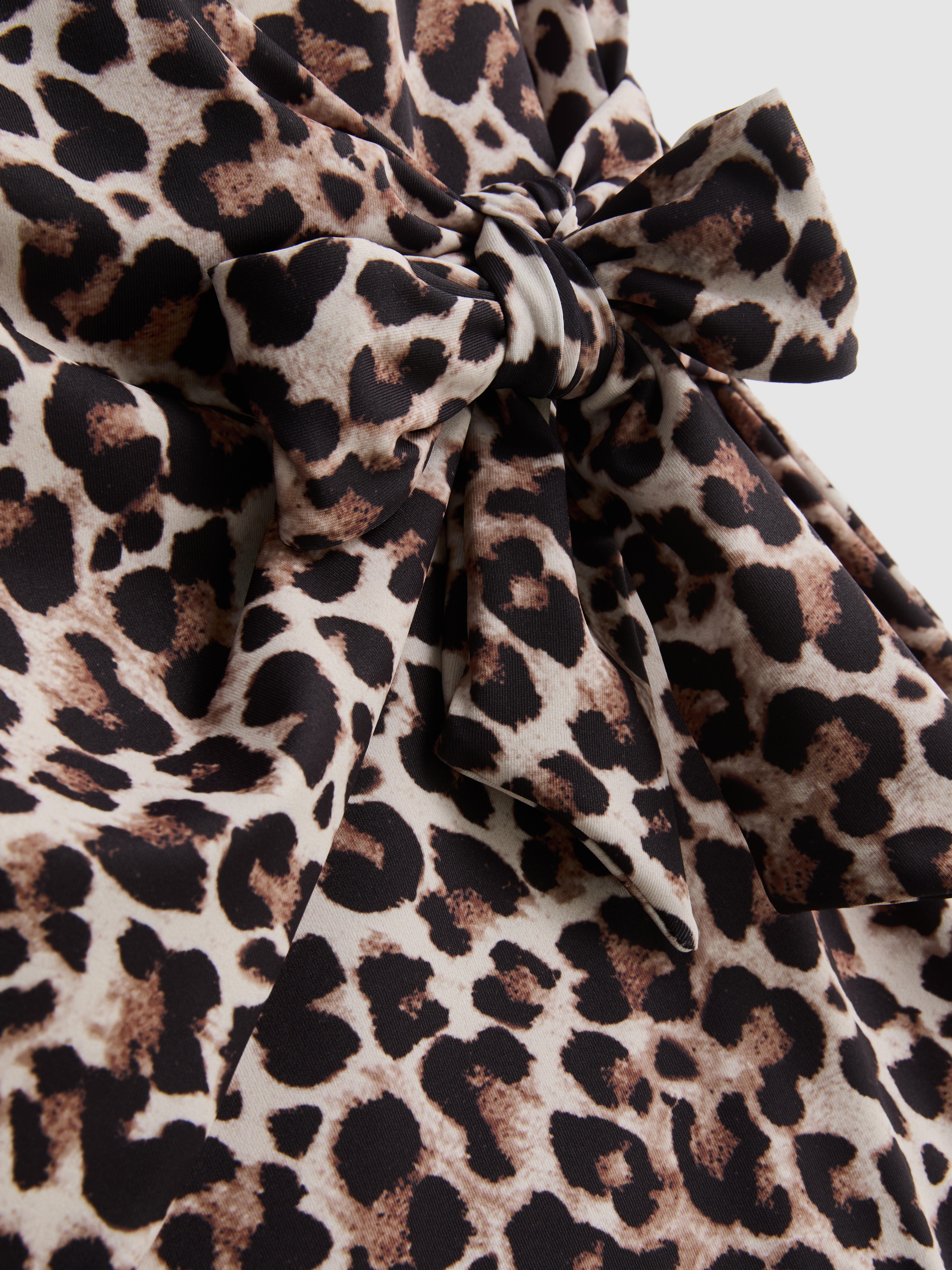 Women's Brown Printed Wrap-Detail Control Swimsuit