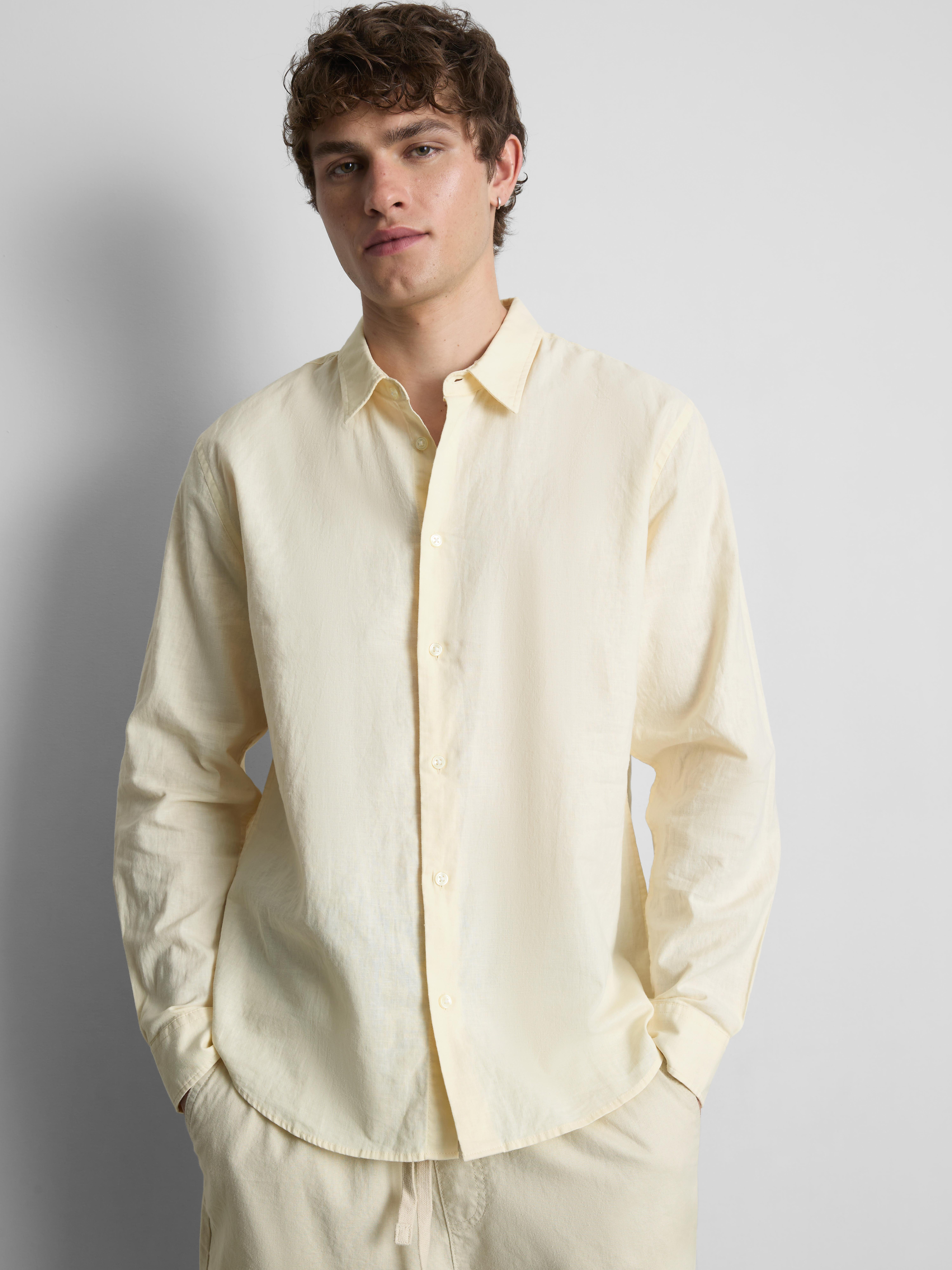 Long Sleeve Linen Blend Shirt