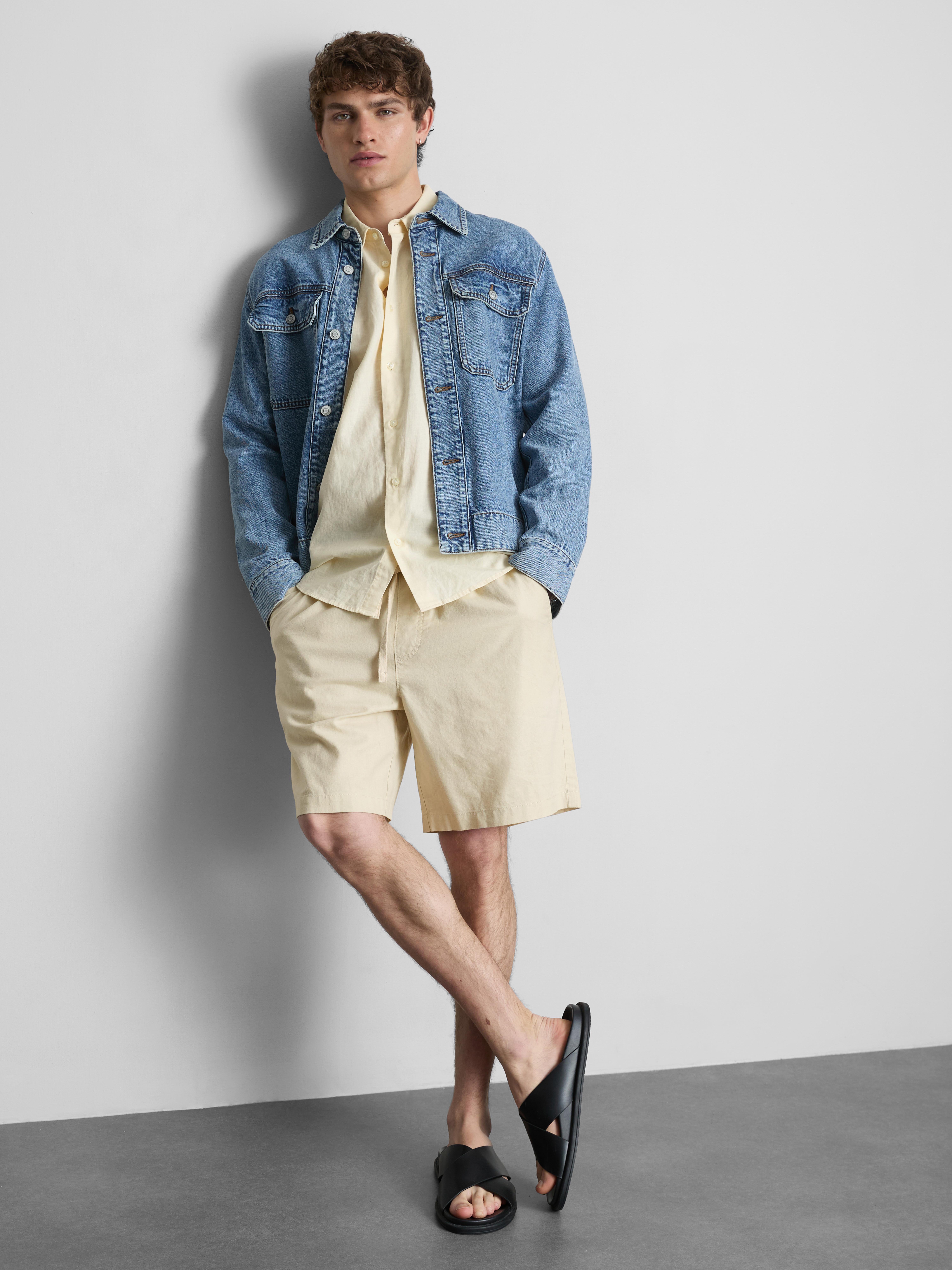 Long Sleeve Linen Blend Shirt