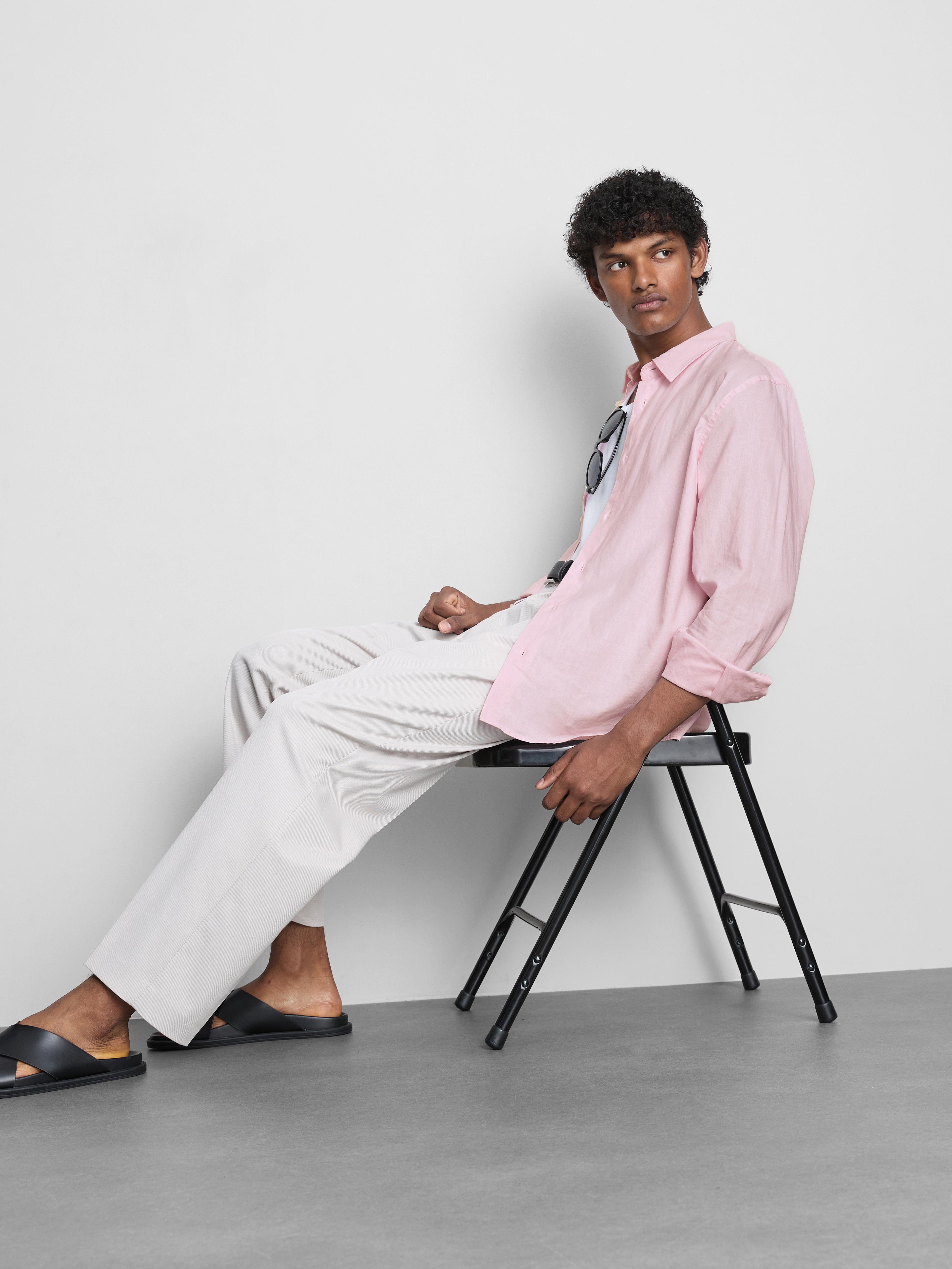 Long Sleeve Linen Blend Shirt