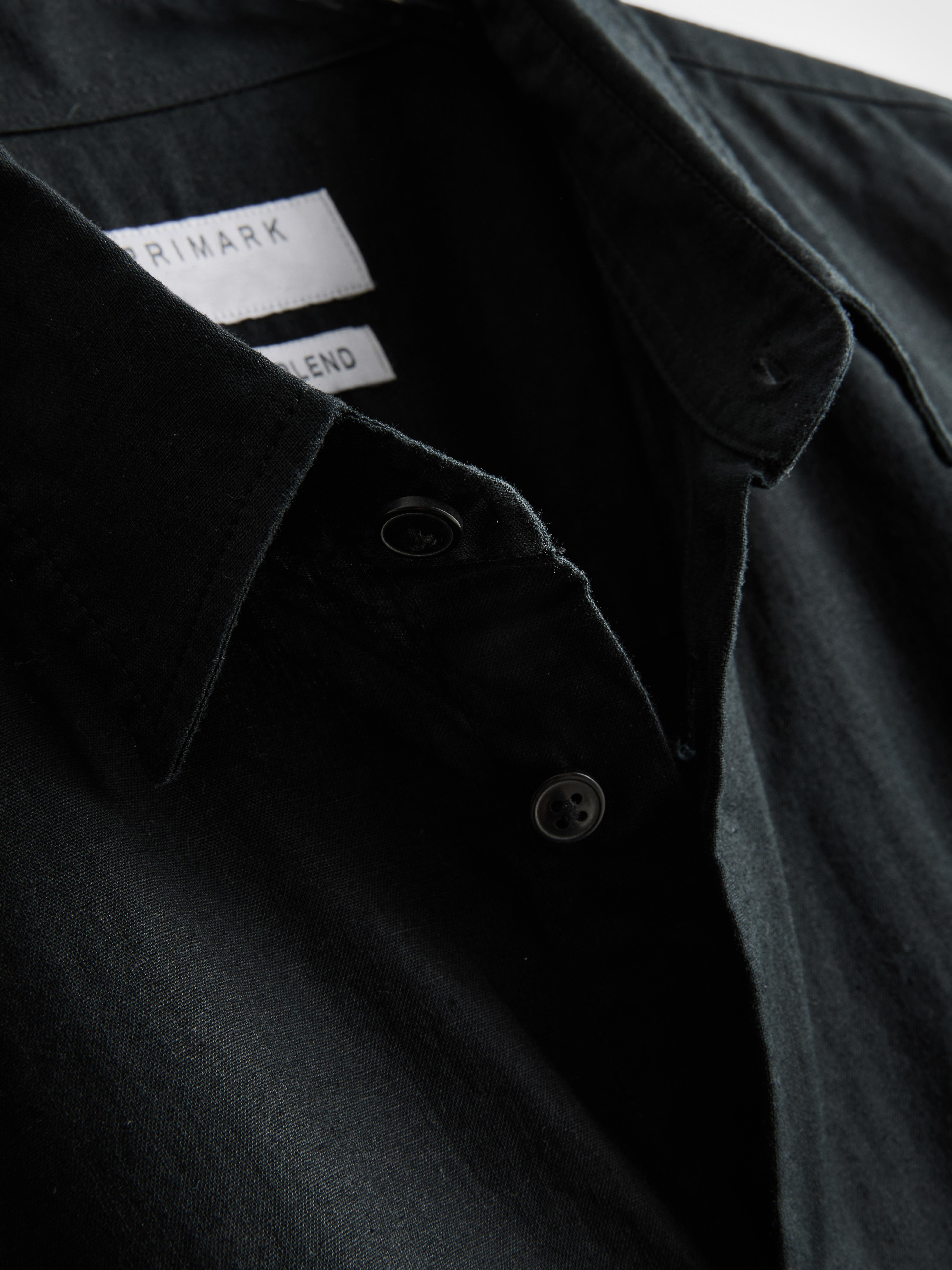 Long Sleeve Linen Blend Shirt