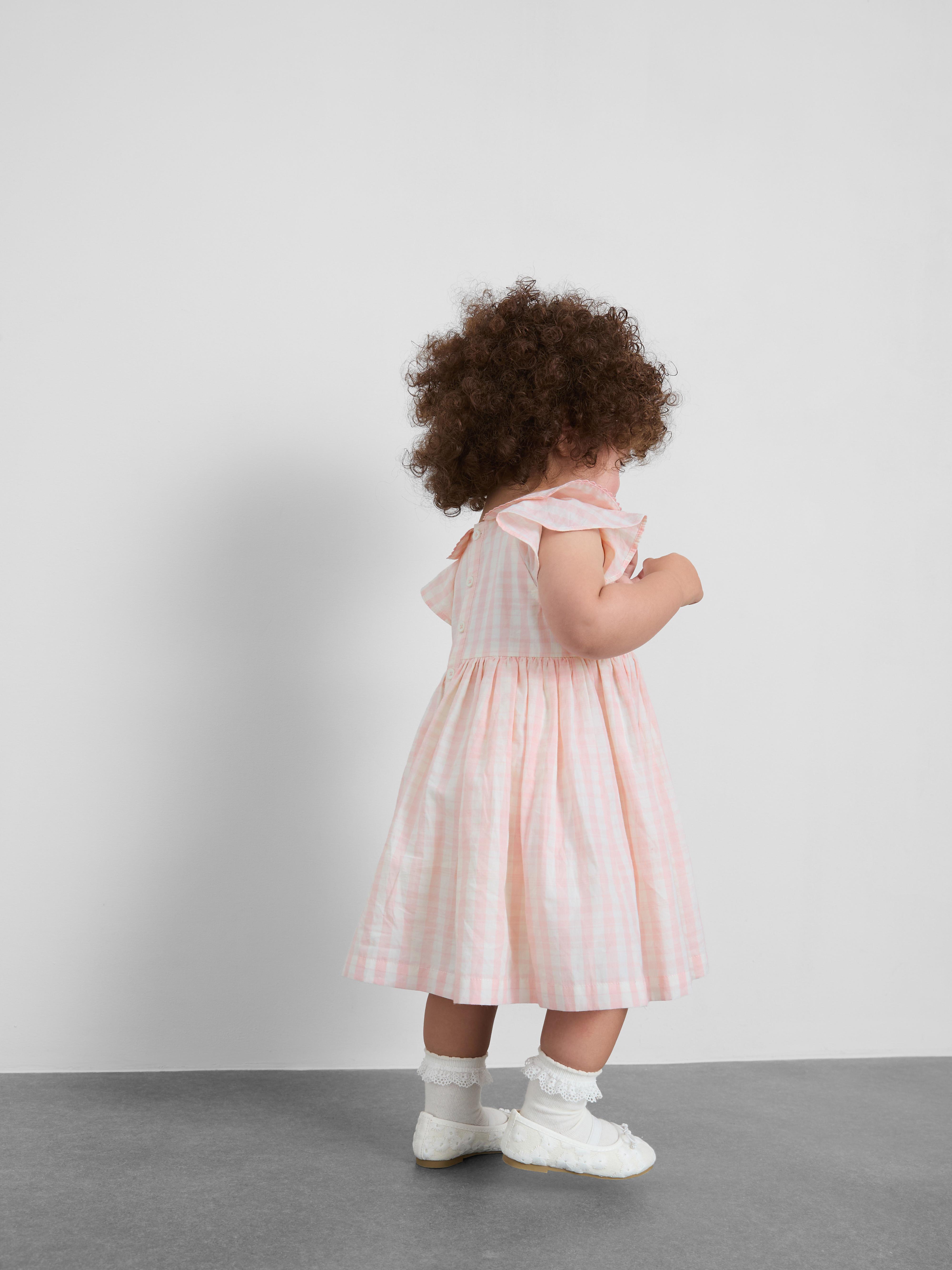0-36mths | Collared Shirred Smock Dress