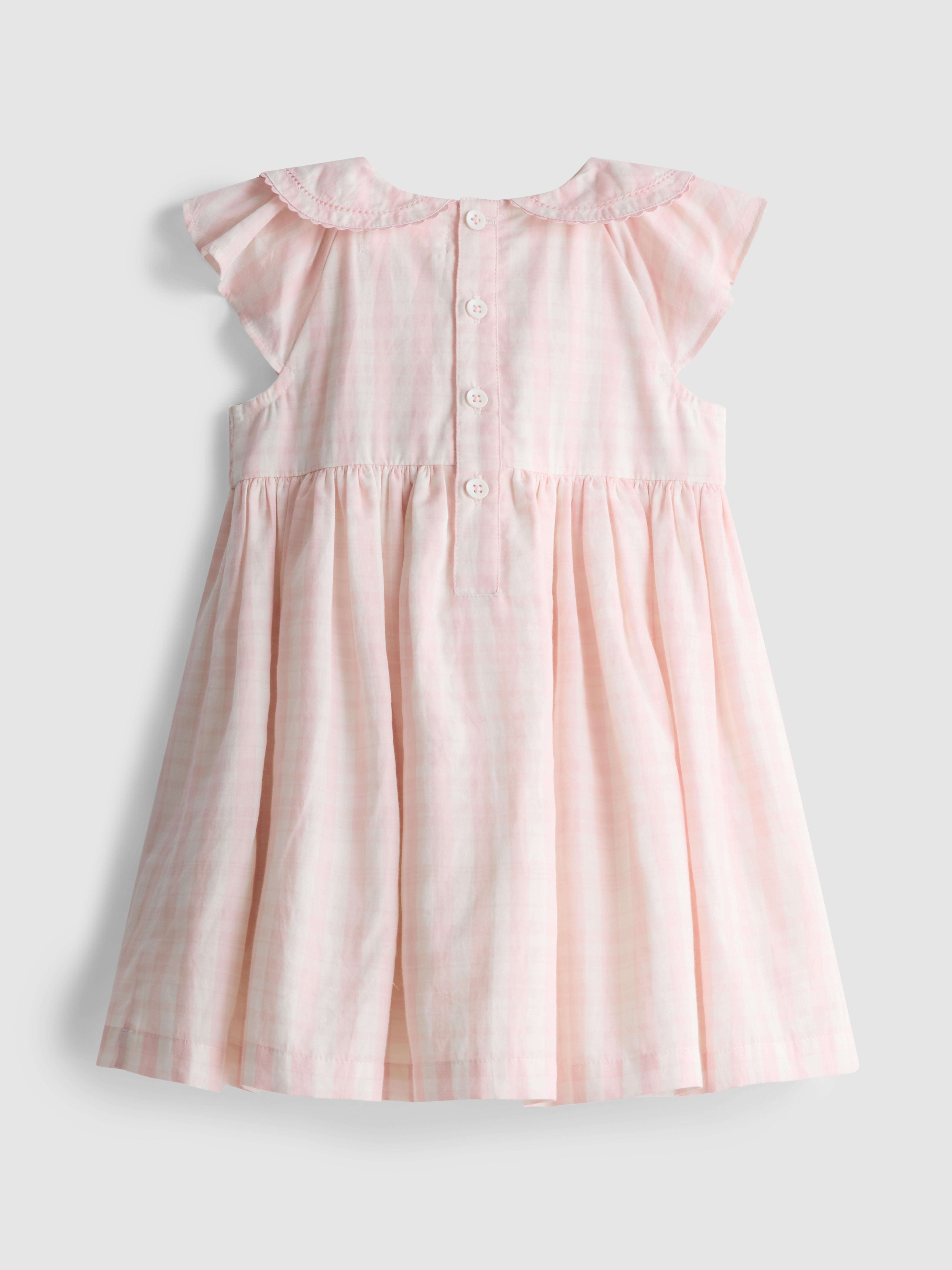 Baby Girls Light Pink 0-36mths | Collared Shirred Smock Dress