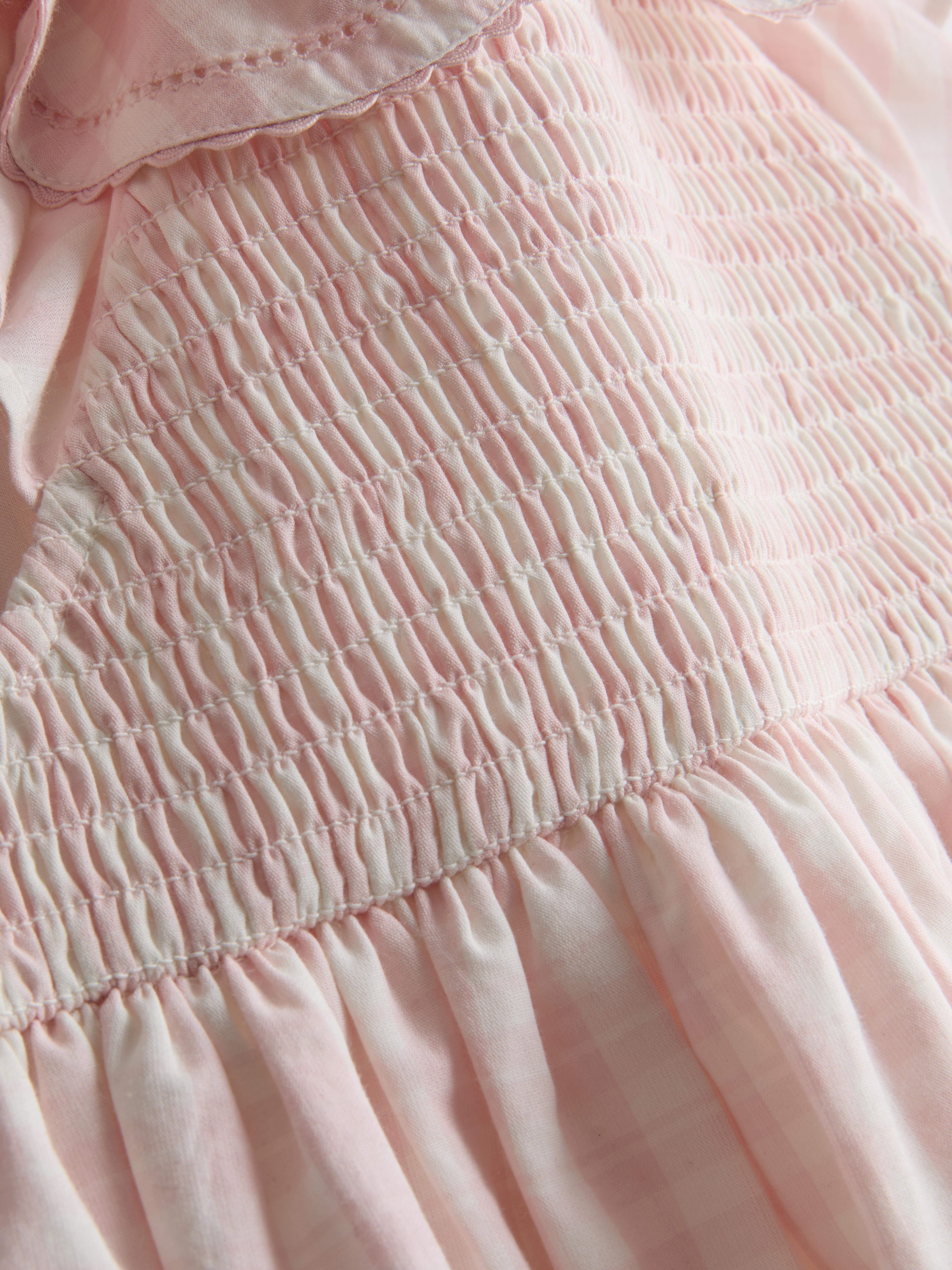 Baby Girls Light Pink 0-36mths | Collared Shirred Smock Dress