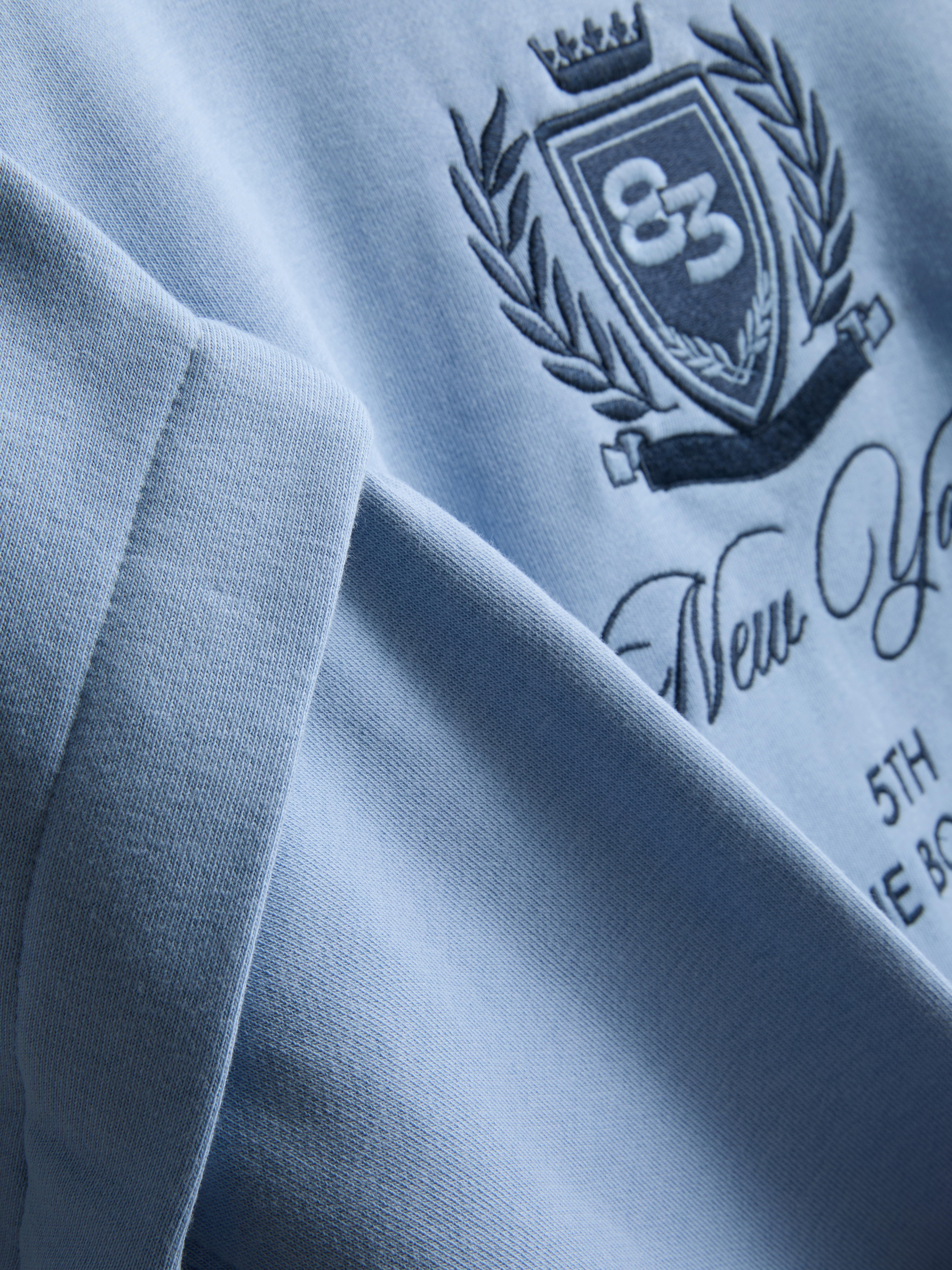 Women's Blue The Primark Scene | Slouchy Cropped Embroidered Sweatshirt