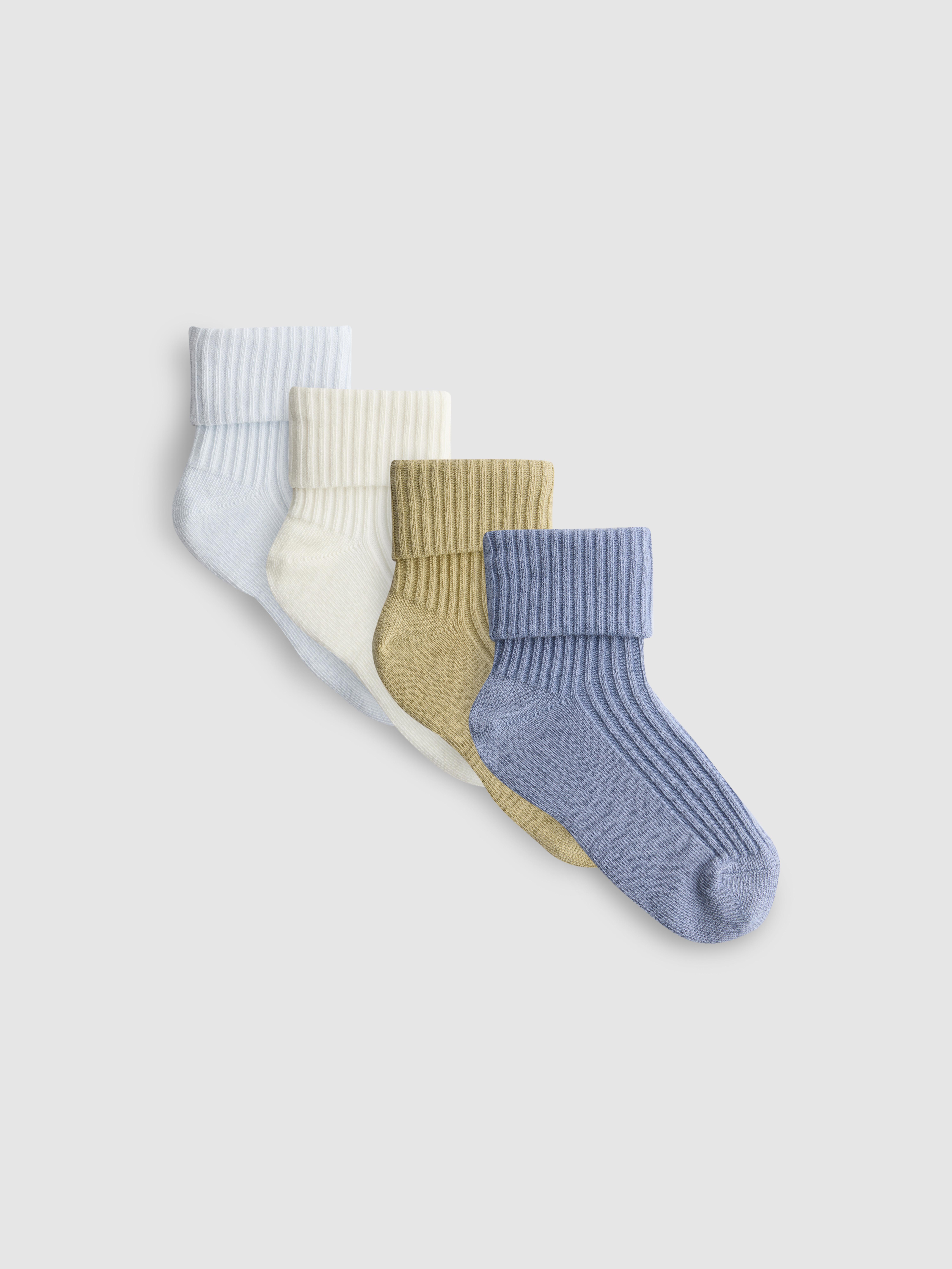 Baby Boys Blue 4pk Ribbed Socks