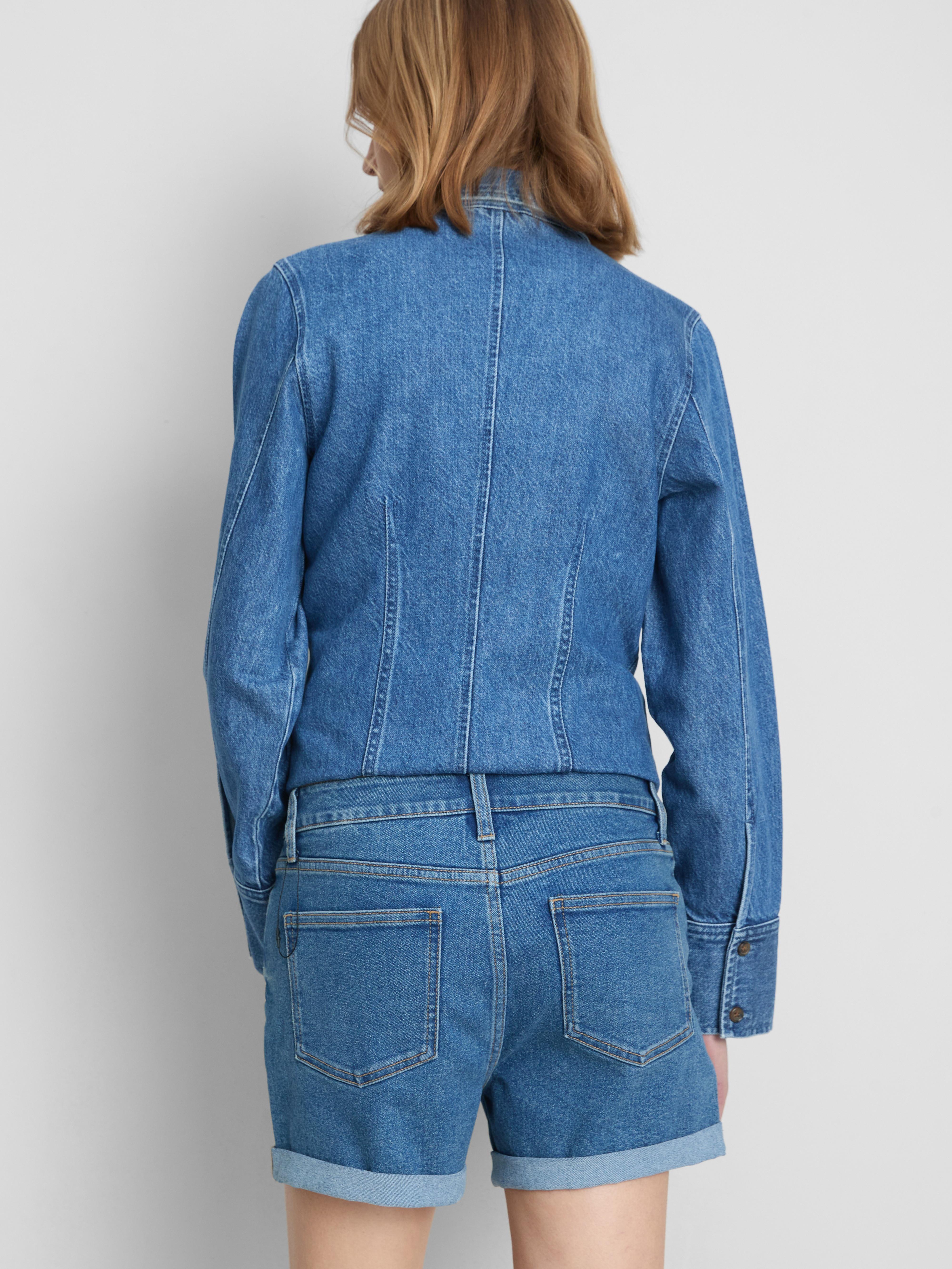 Short en jean à taille mi-haute et revers