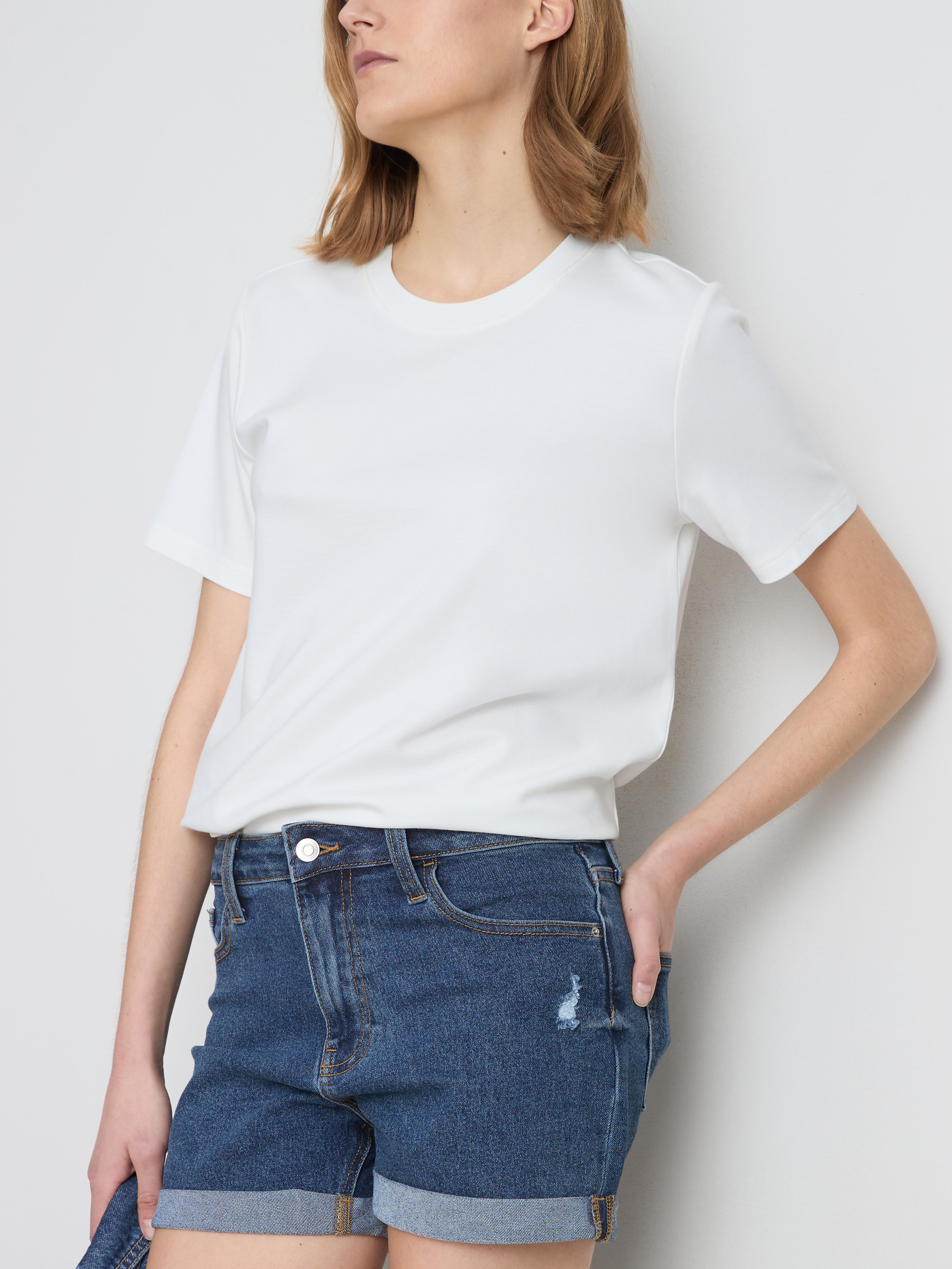 Calções ganga dobra cintura média Índigo