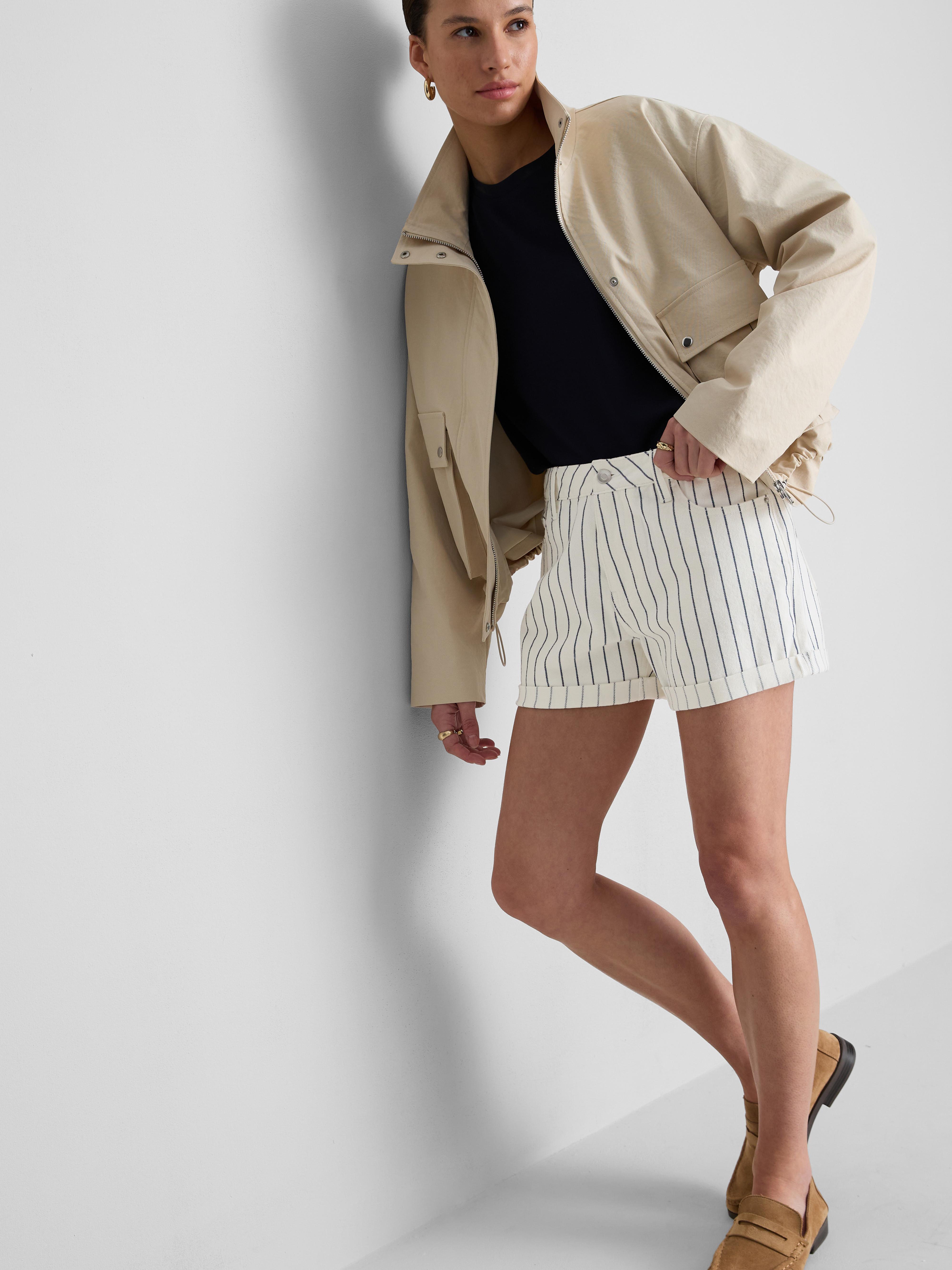 Calções ganga dobra cintura média Multicolor