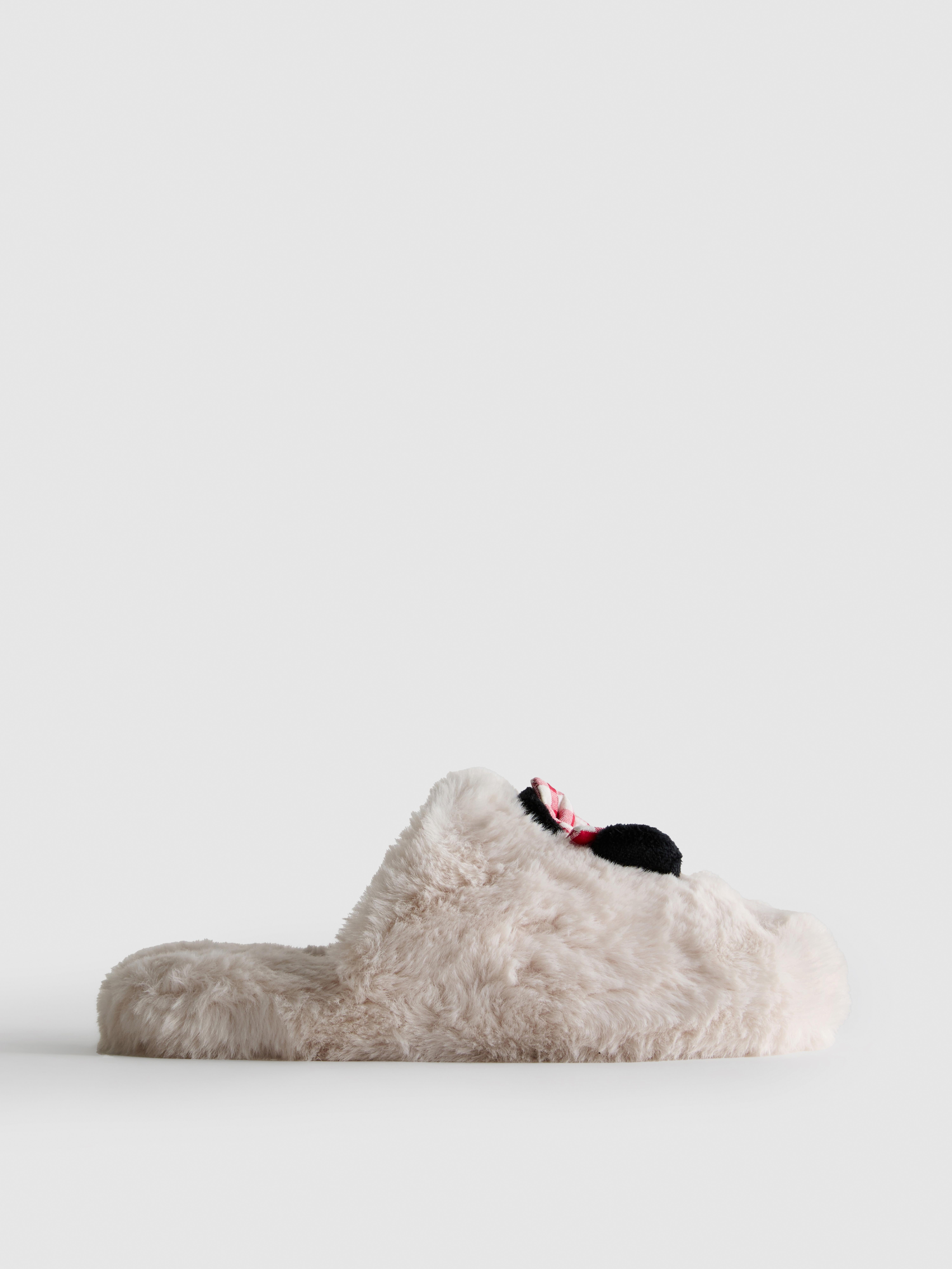 Disney’s Mickey Mouse and Minnie Mouse Fluffy Mule Slippers