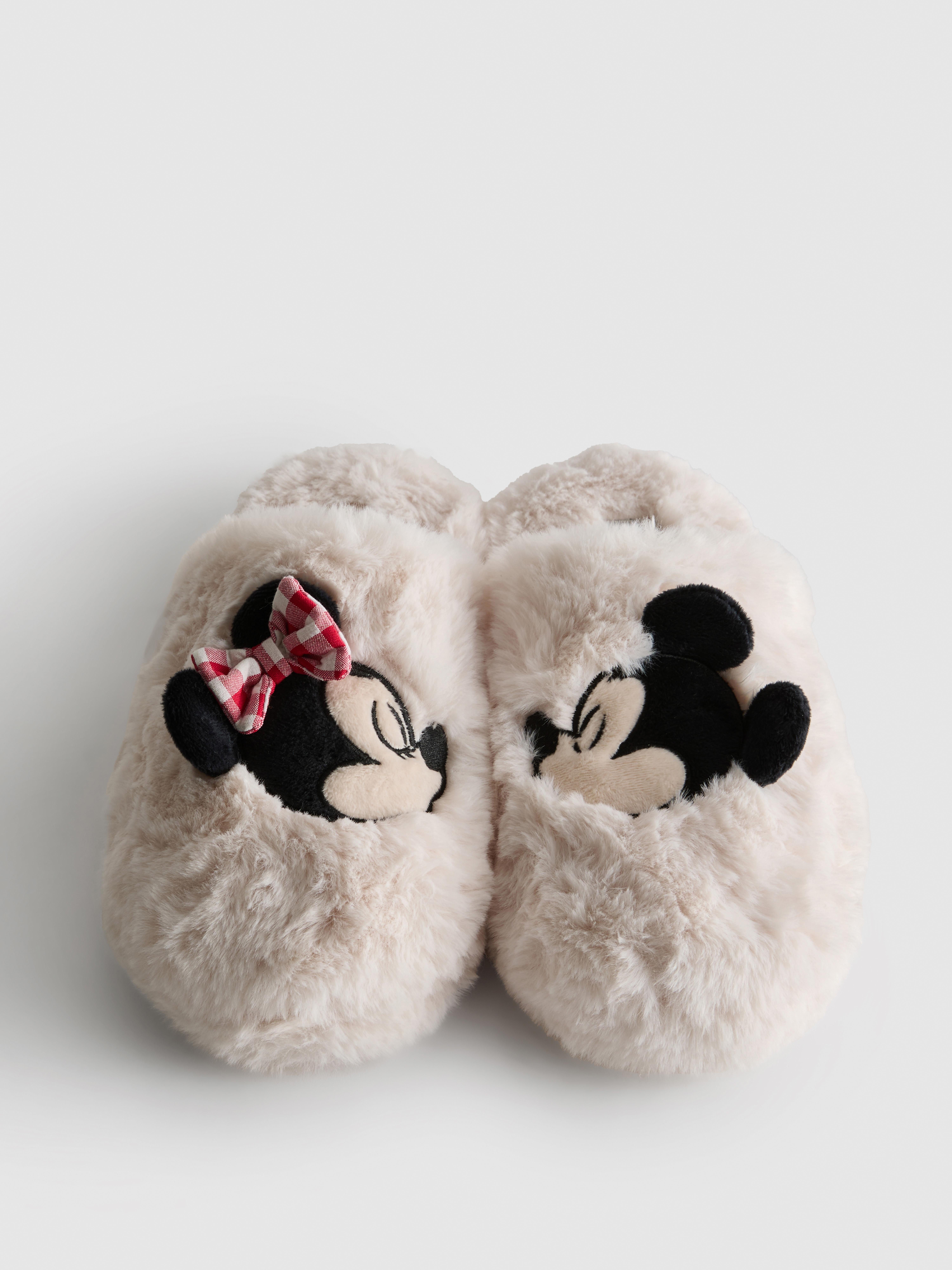 Disney’s Mickey Mouse and Minnie Mouse Fluffy Mule Slippers