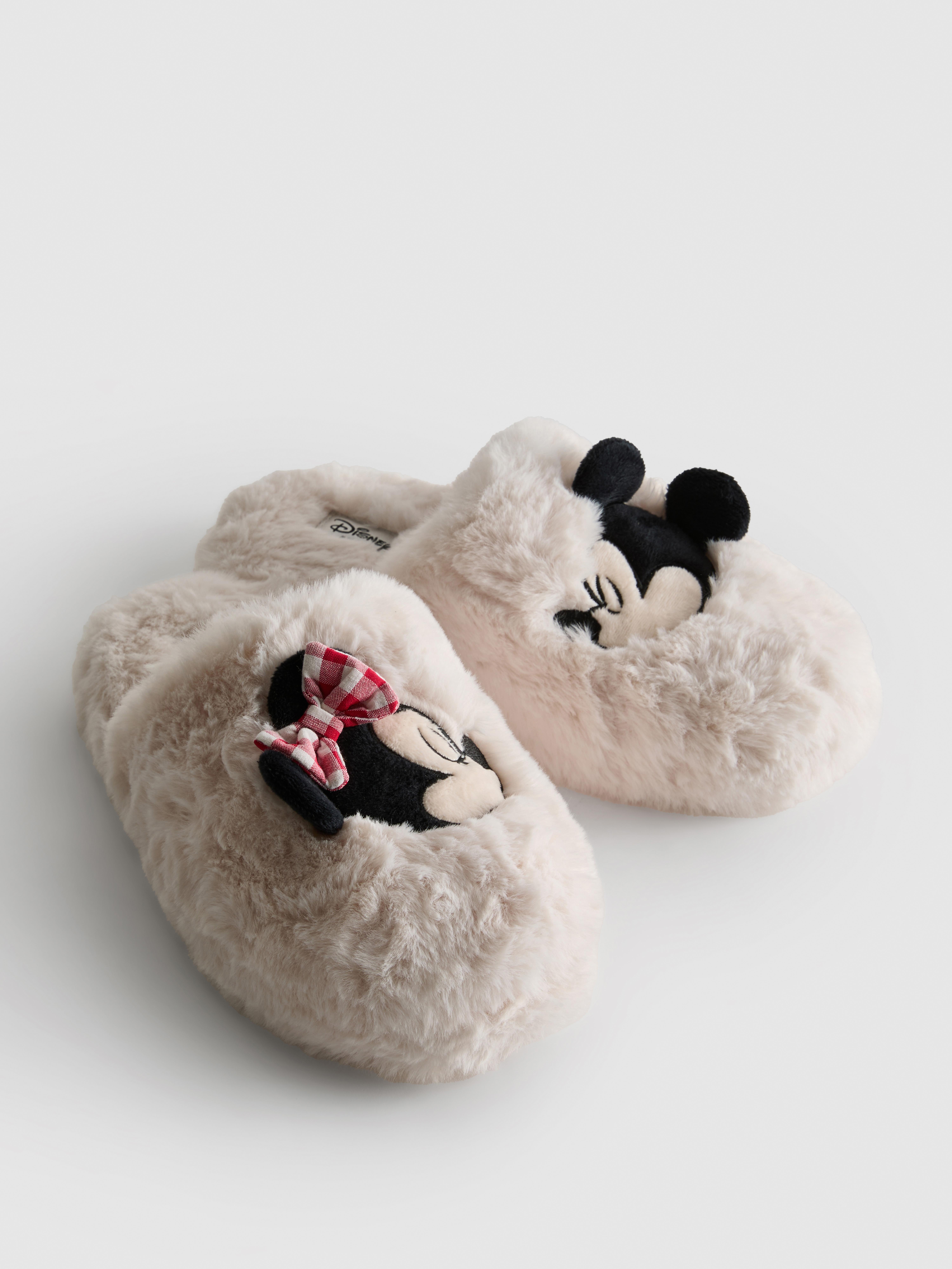 Disney’s Mickey Mouse and Minnie Mouse Fluffy Mule Slippers